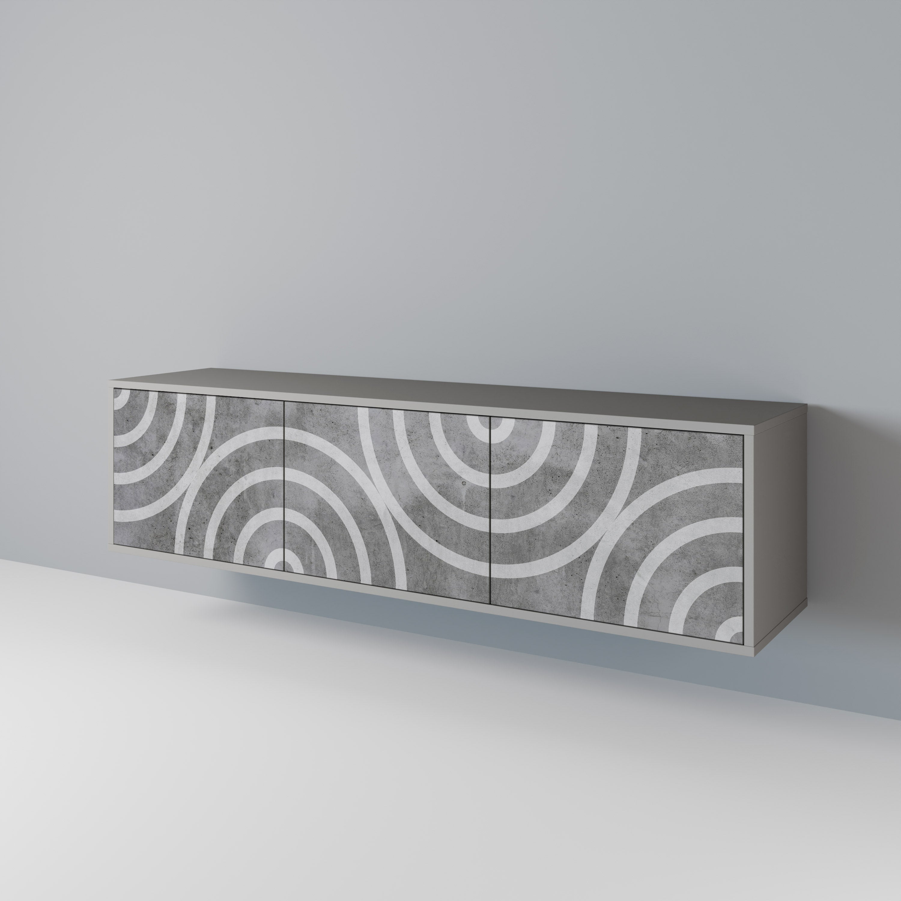 CIRCLE CONCRETE Třídveřový TV stolek