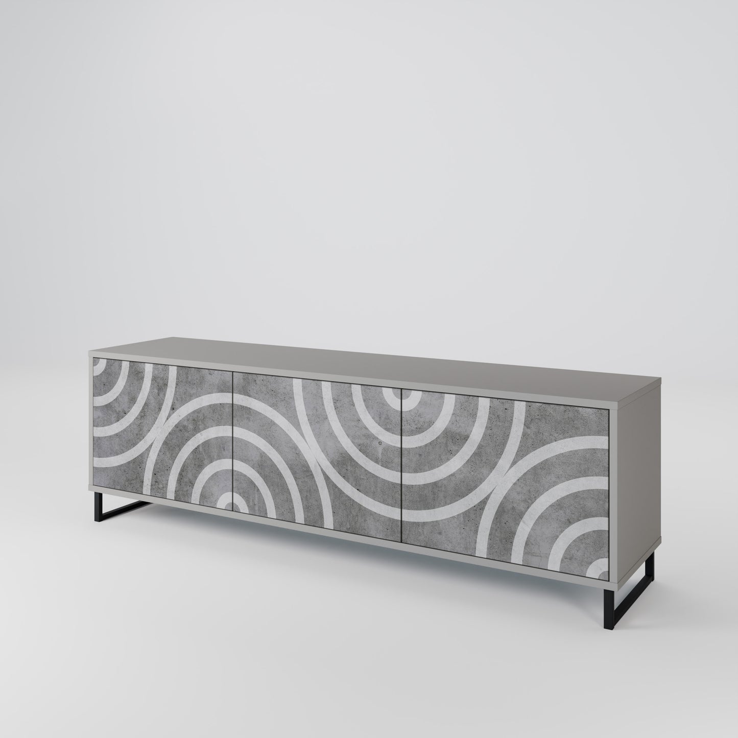 CIRCLE CONCRETE Třídveřový TV stolek