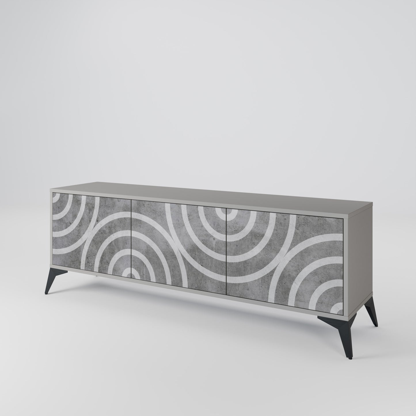 CIRCLE CONCRETE Třídveřový TV stolek