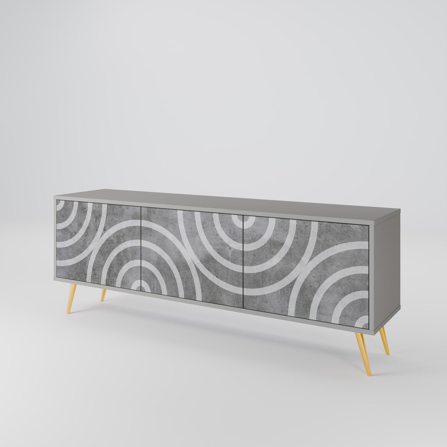 CIRCLE CONCRETE Třídveřový TV stolek