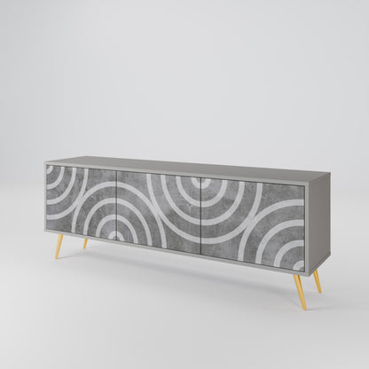 CIRCLE CONCRETE Třídveřový TV stolek
