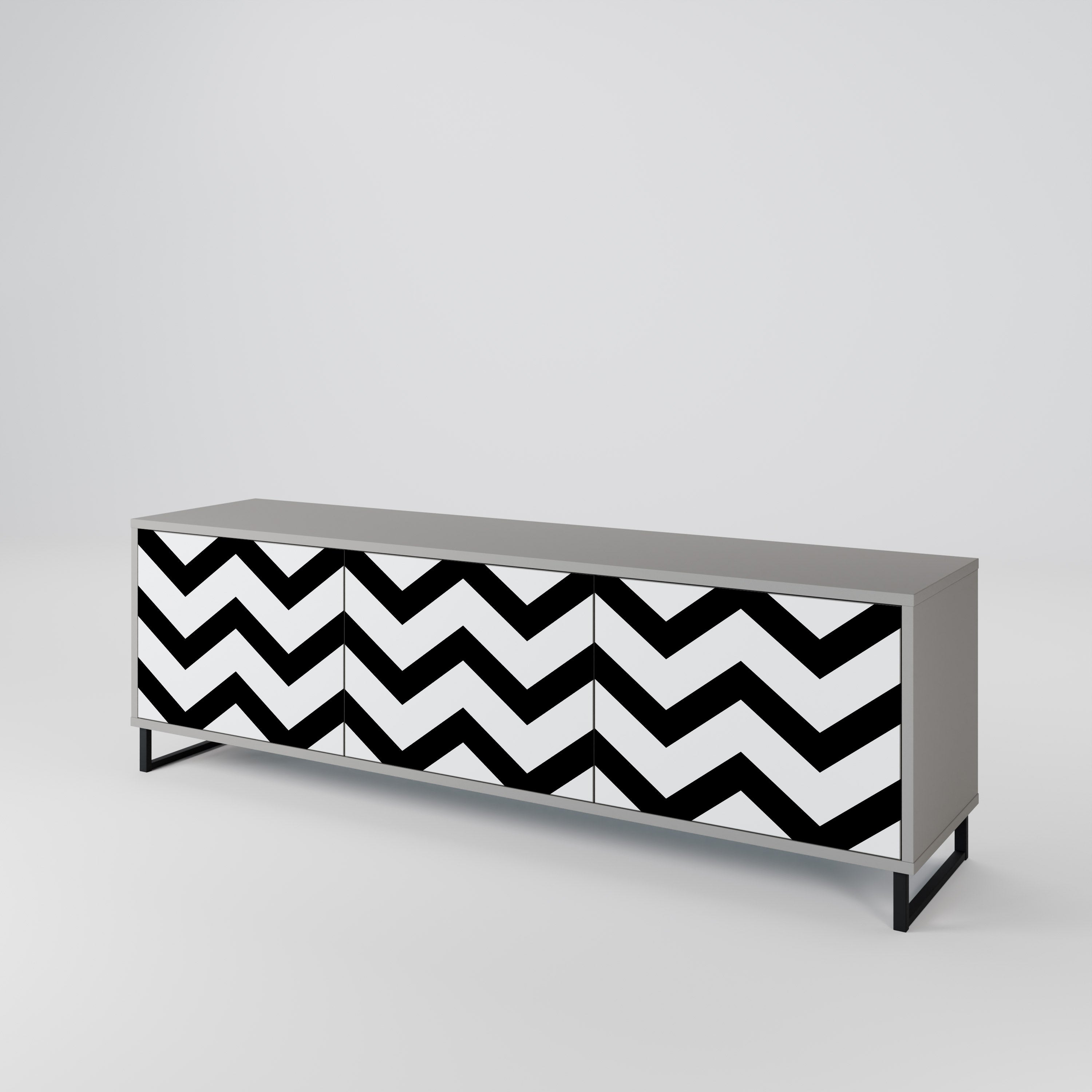 CLASSIC ZIG ZAG Třídveřový TV stolek