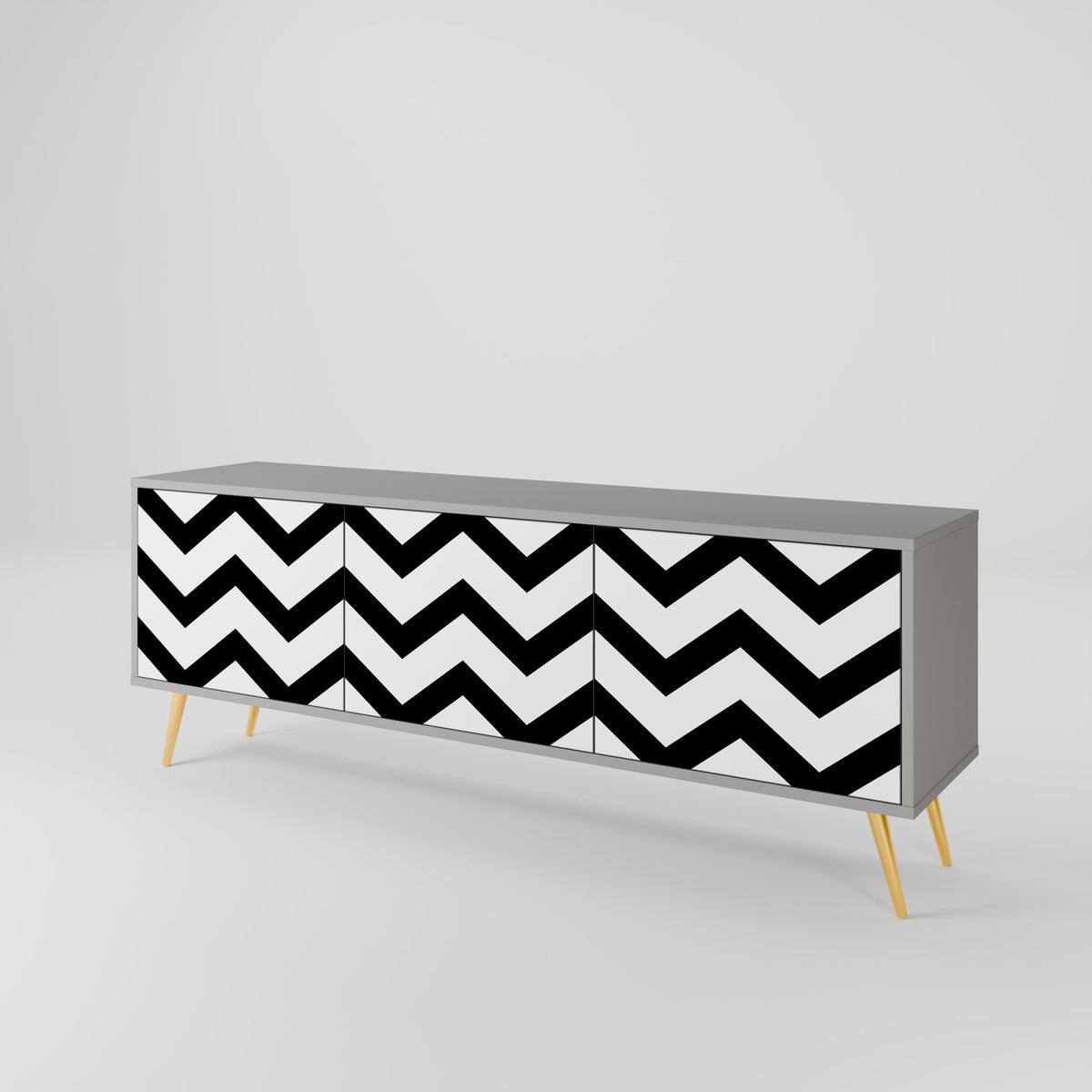 CLASSIC ZIG ZAG Třídveřový TV stolek