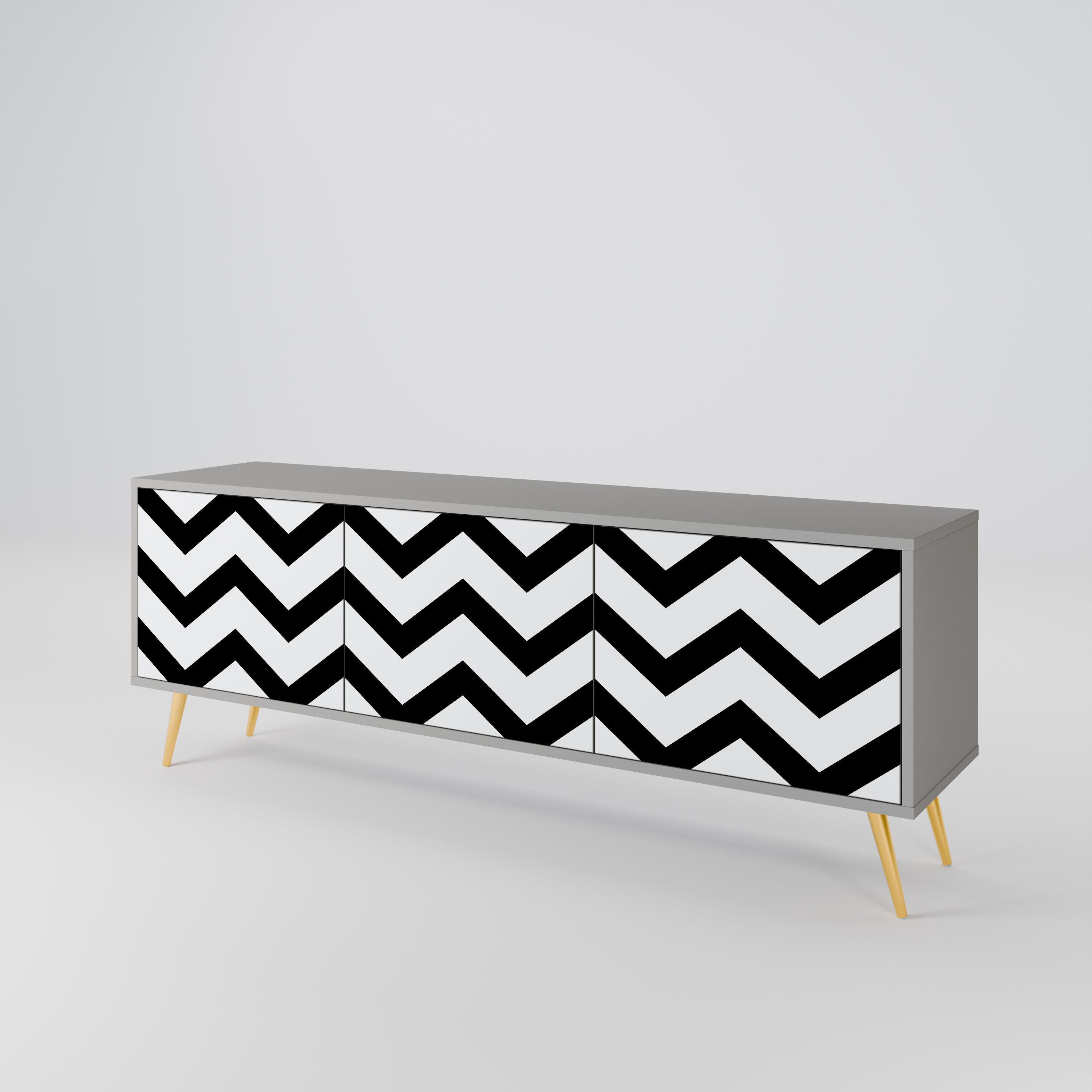 CLASSIC ZIG ZAG Třídveřový TV stolek