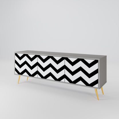 CLASSIC ZIG ZAG Třídveřový TV stolek
