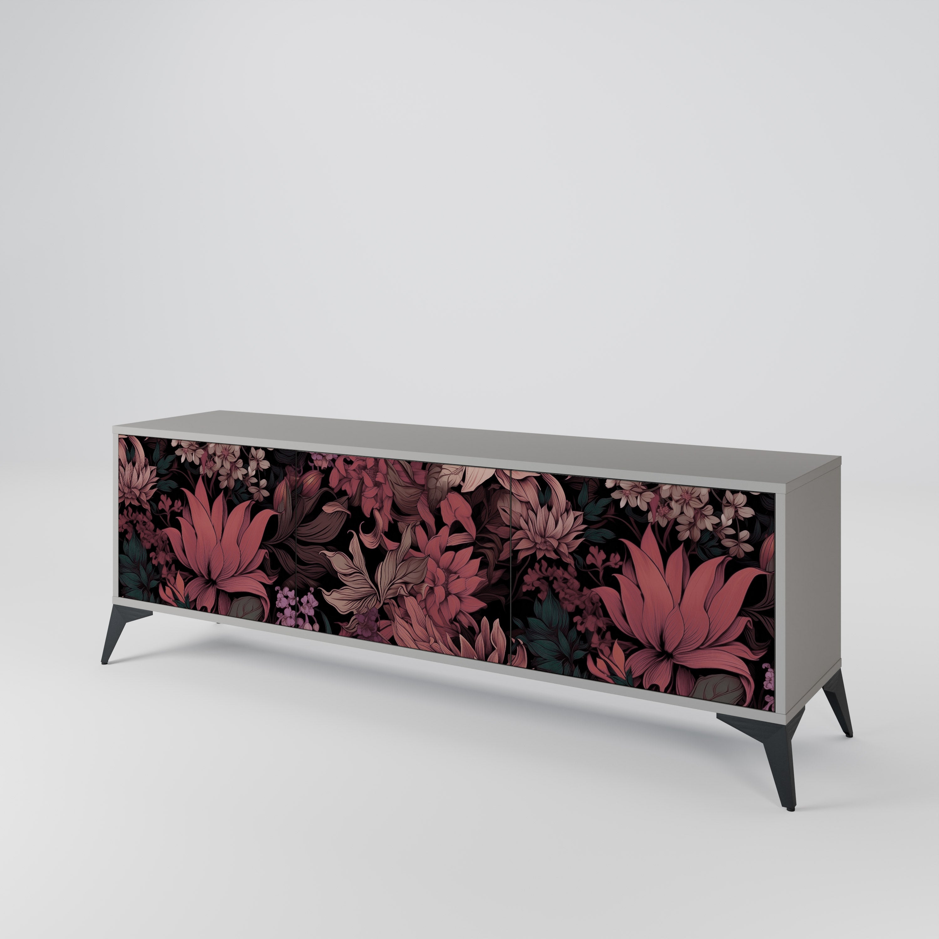 FLORAL WHISPER Třídveřový TV stolek