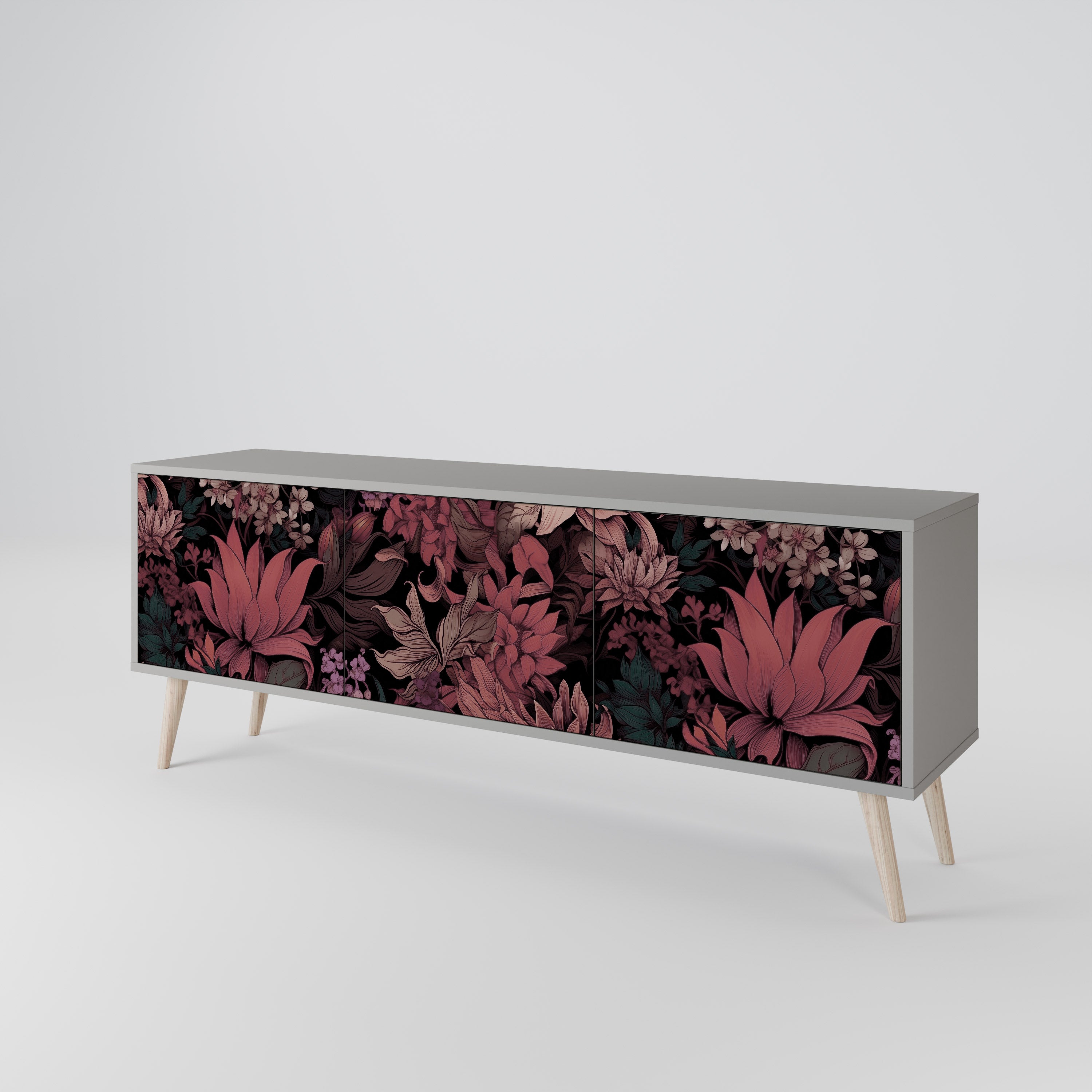 FLORAL WHISPER Třídveřový TV stolek