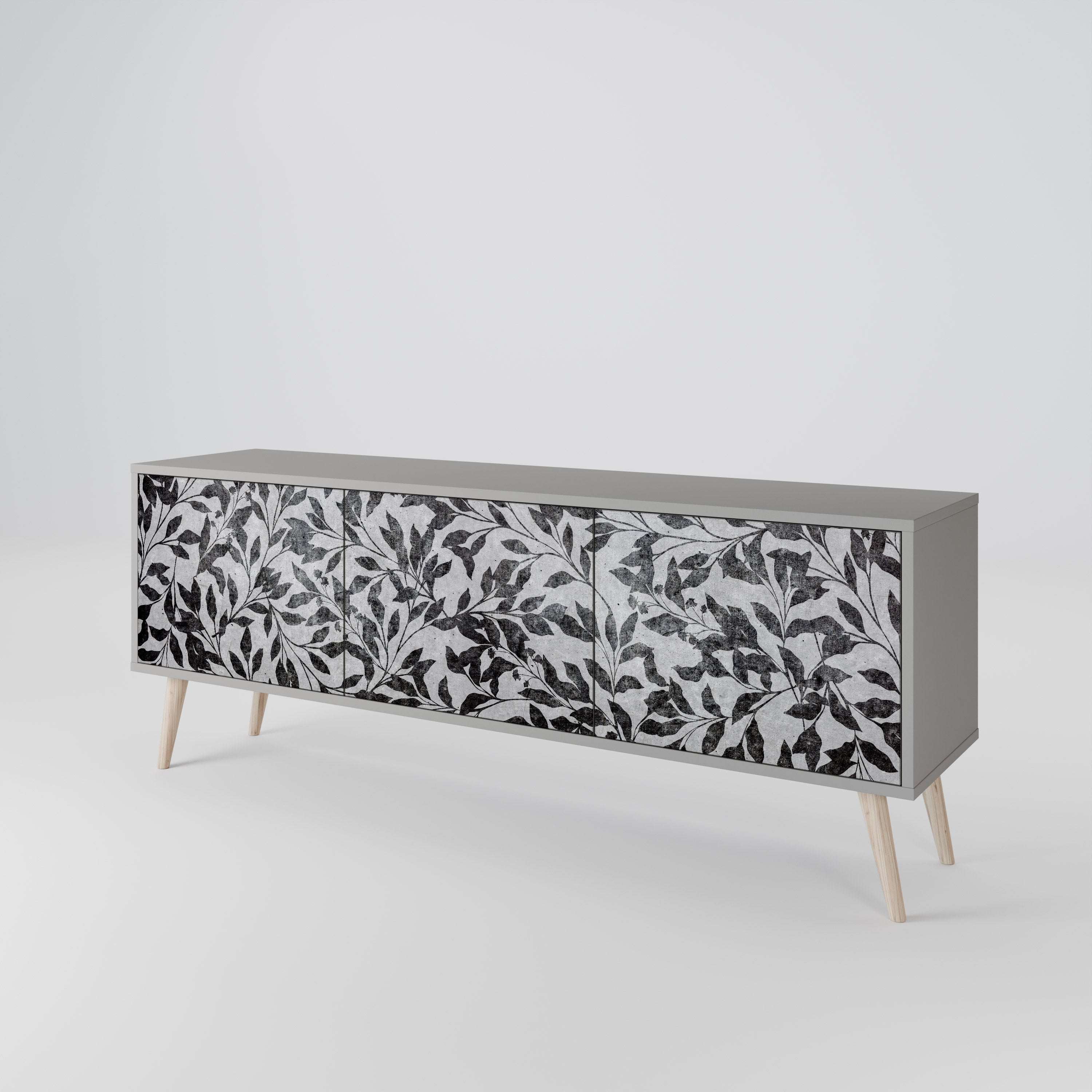 CHARCOAL SPROUT Třídveřový TV stolek