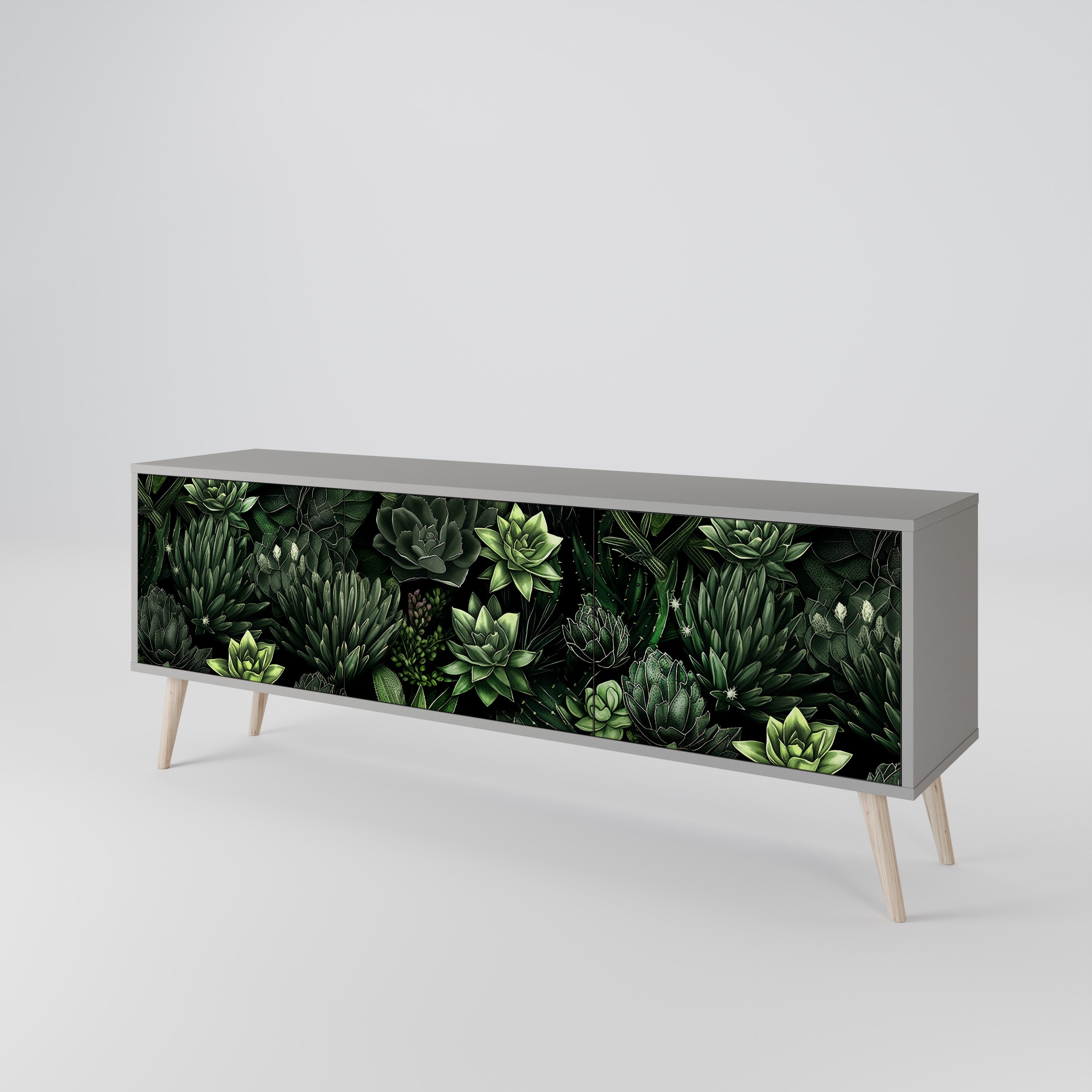 SUCCULENT JUNGLE Třídveřový TV stolek