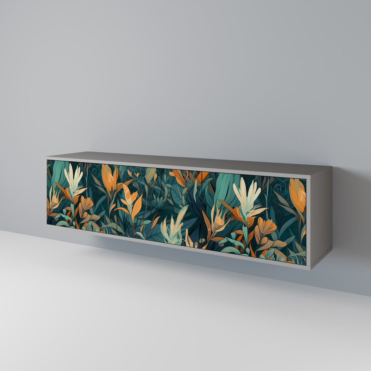 FLORAL SERENITY Třídveřový TV stolek
