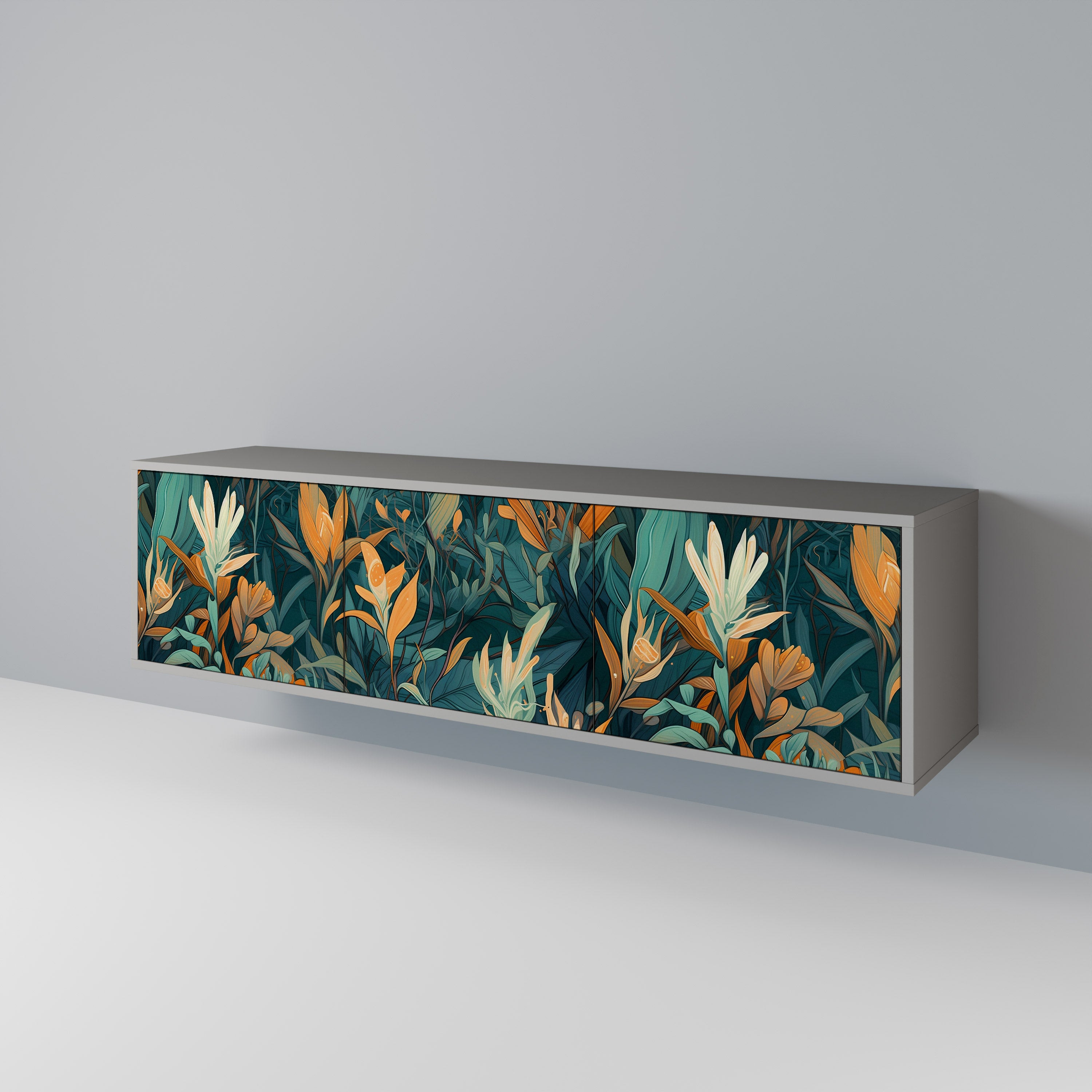 FLORAL SERENITY Třídveřový TV stolek