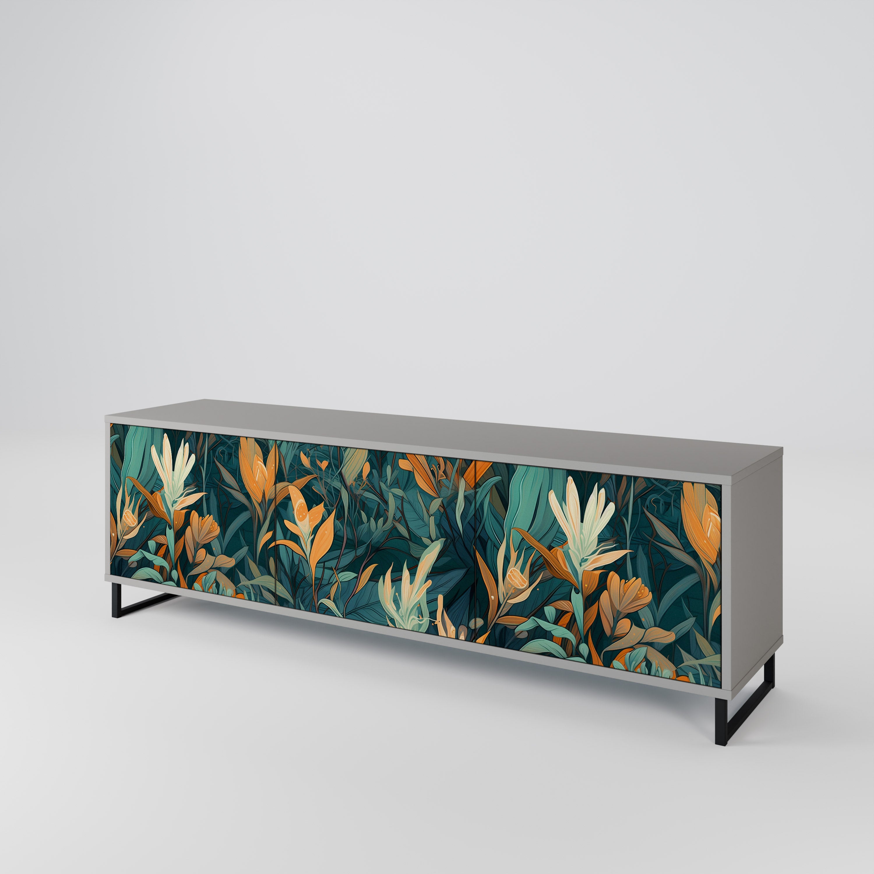 FLORAL SERENITY Třídveřový TV stolek