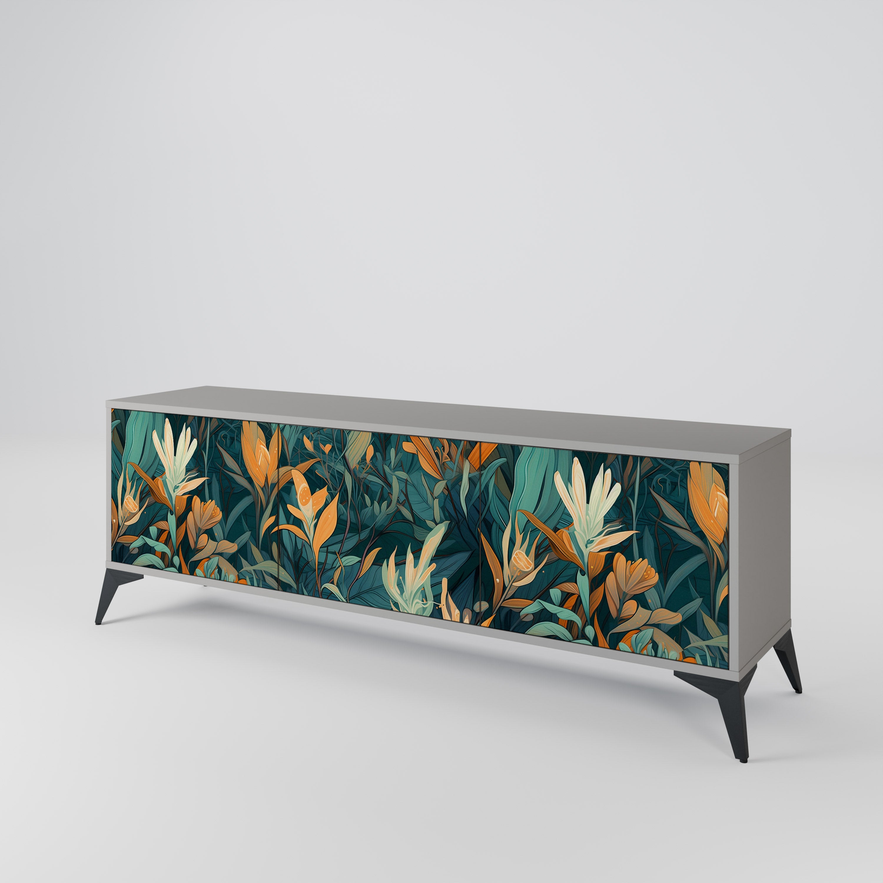 FLORAL SERENITY Třídveřový TV stolek