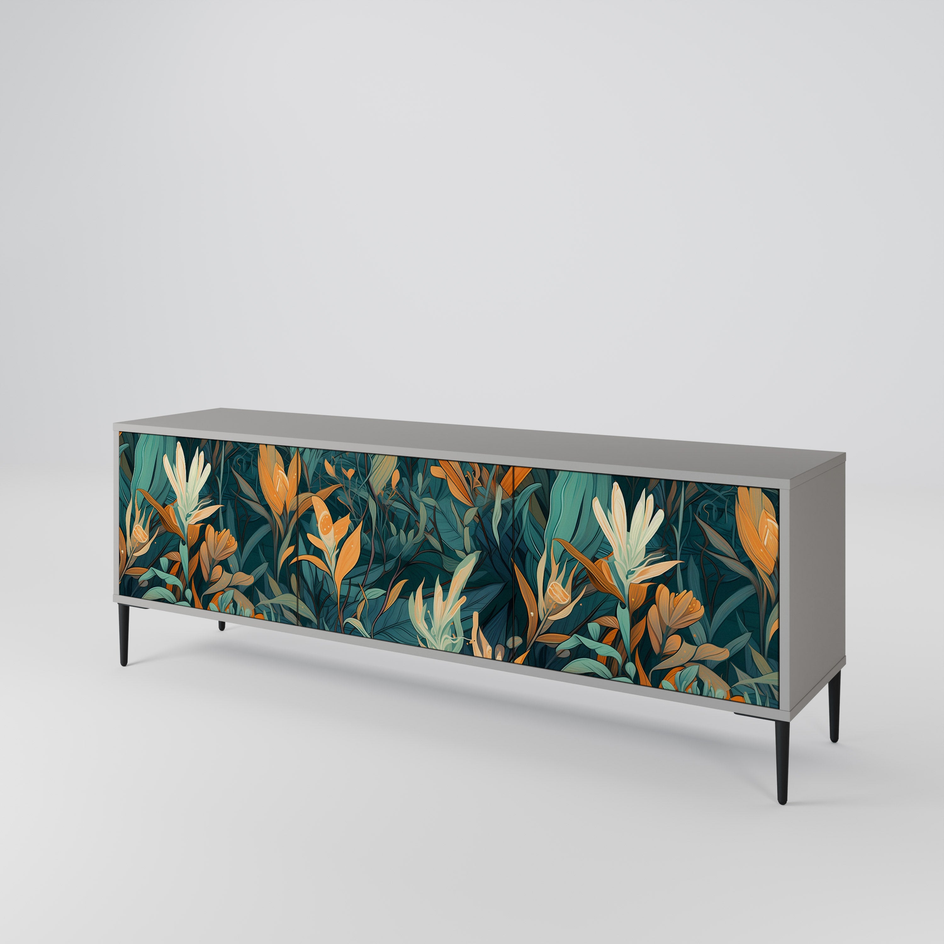 FLORAL SERENITY Třídveřový TV stolek