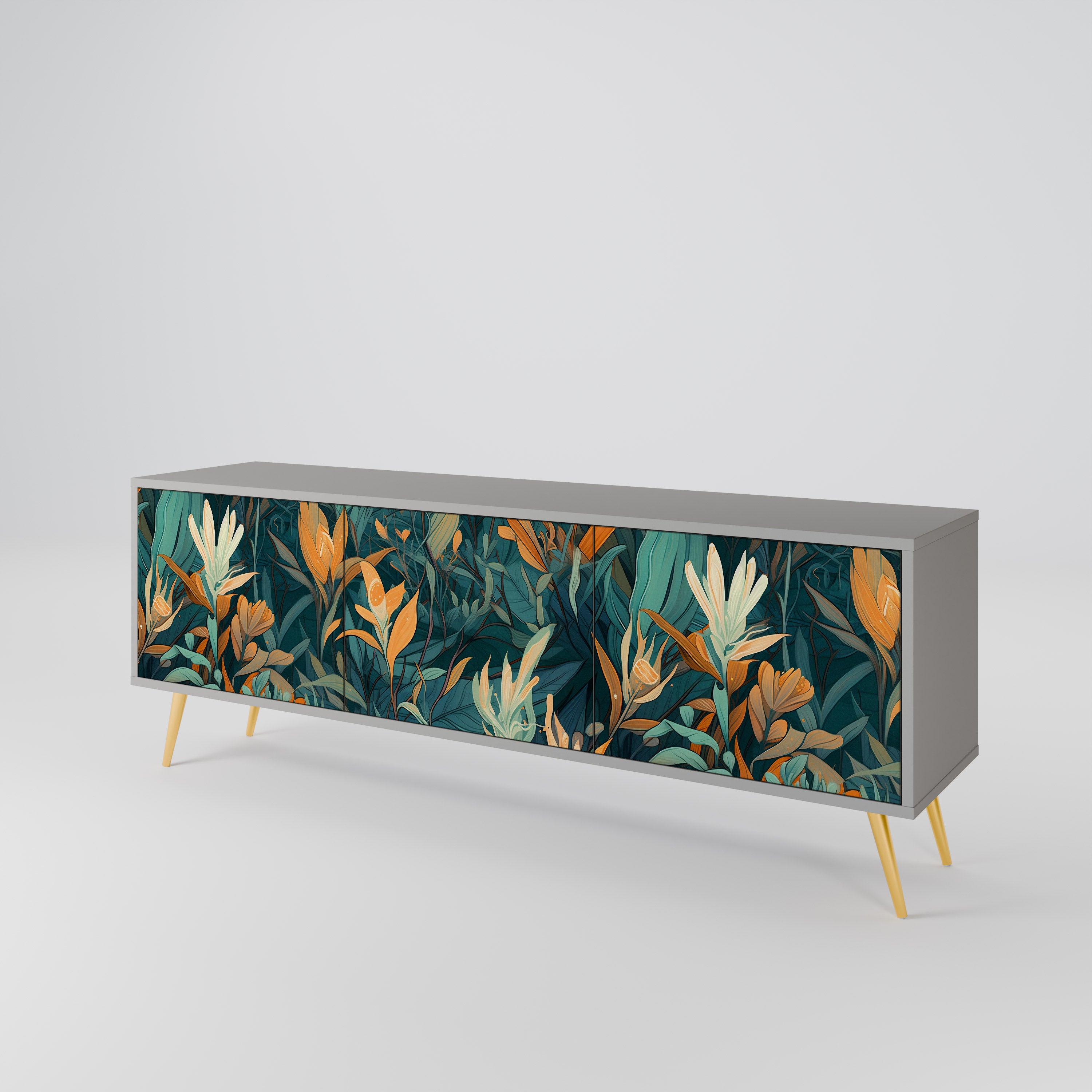 FLORAL SERENITY Třídveřový TV stolek