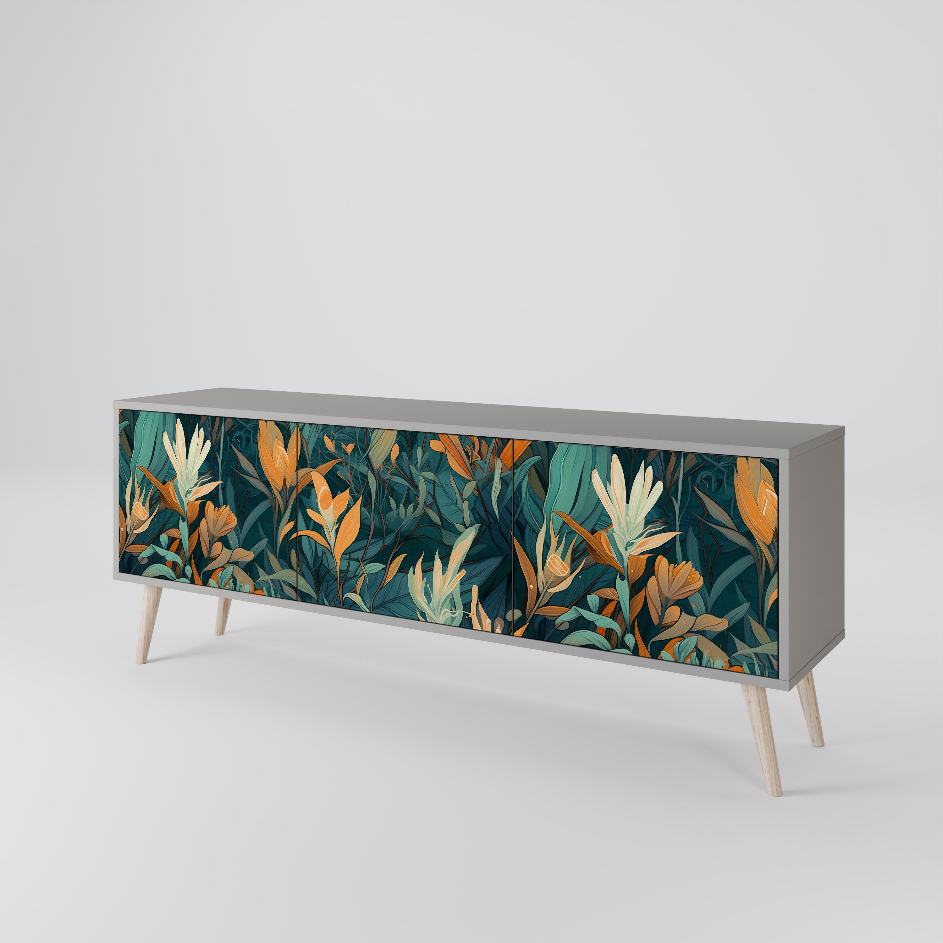 FLORAL SERENITY Třídveřový TV stolek