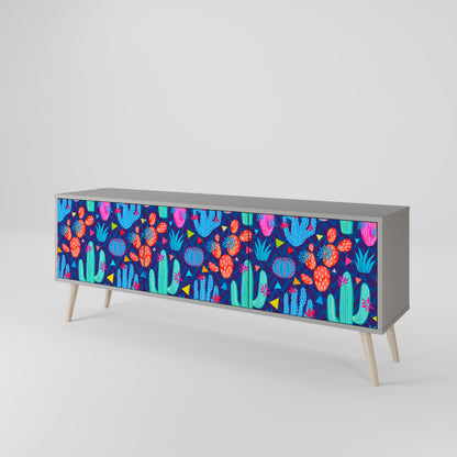 CACTUS VIBES Třídveřový TV stolek