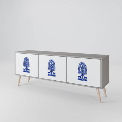 POLISH FOLK ART Třídveřový TV stolek