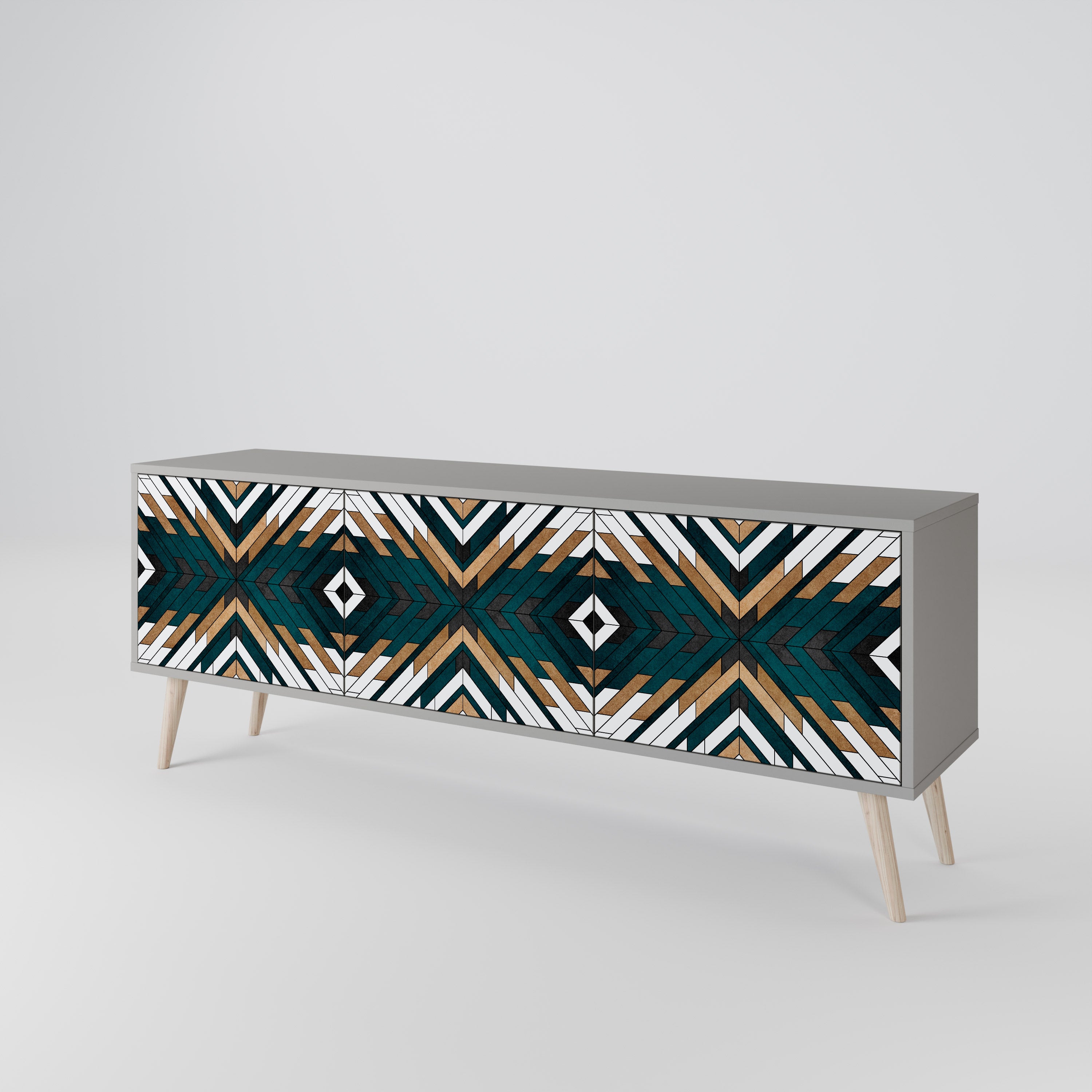 ARTISTIC GEOMETRY Třídveřový TV stolek
