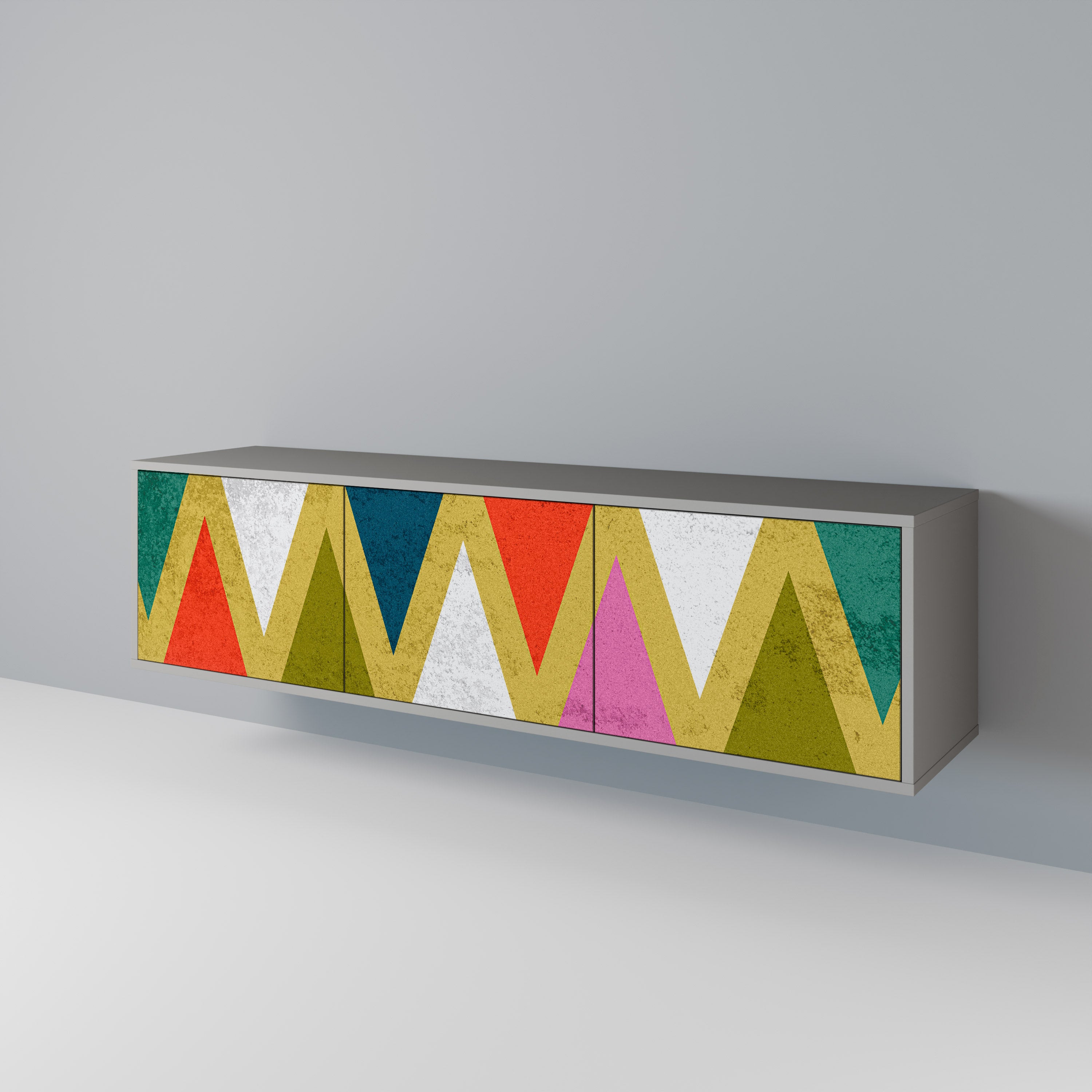 COLORFUL TRIANGLES Třídveřový TV stolek