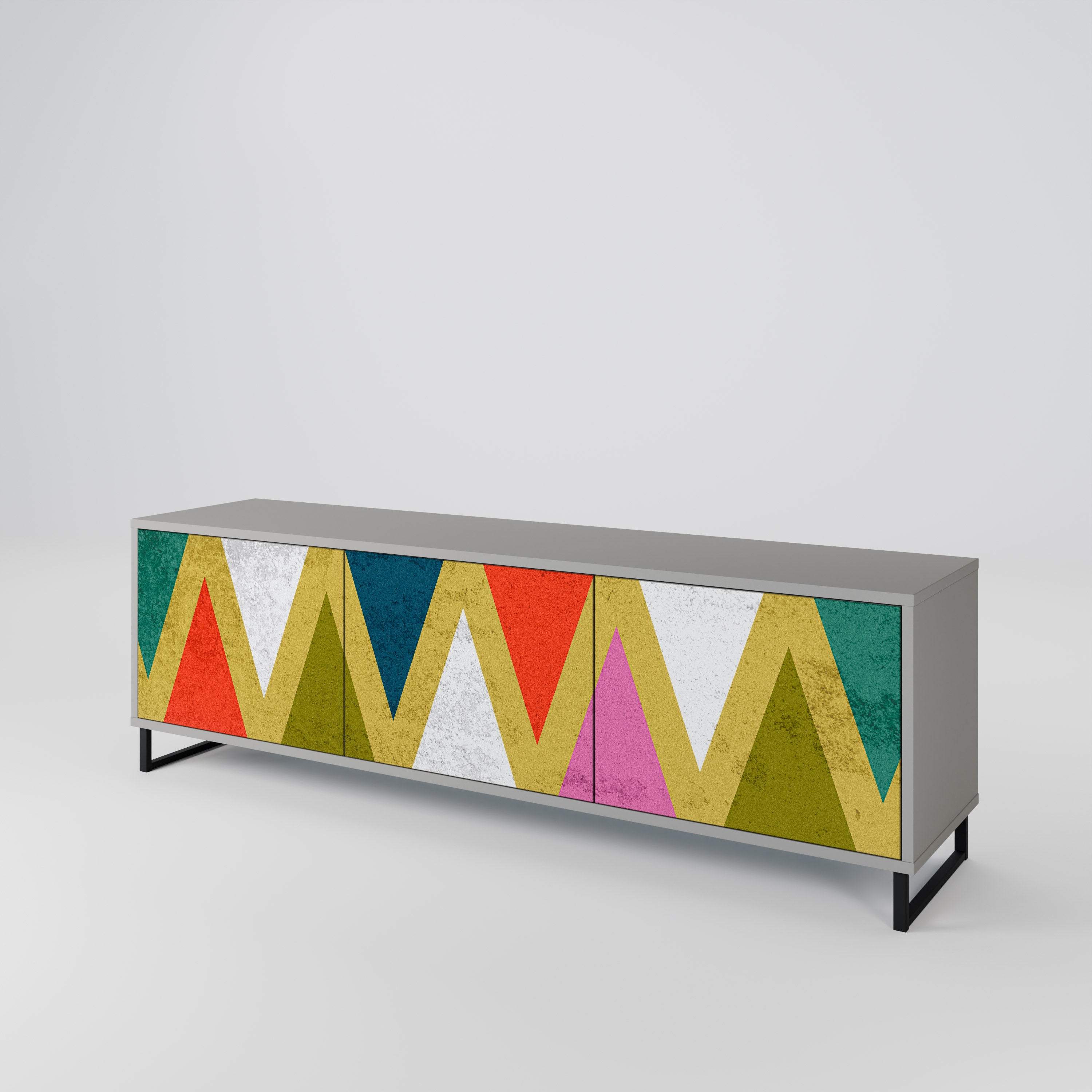 COLORFUL TRIANGLES Třídveřový TV stolek