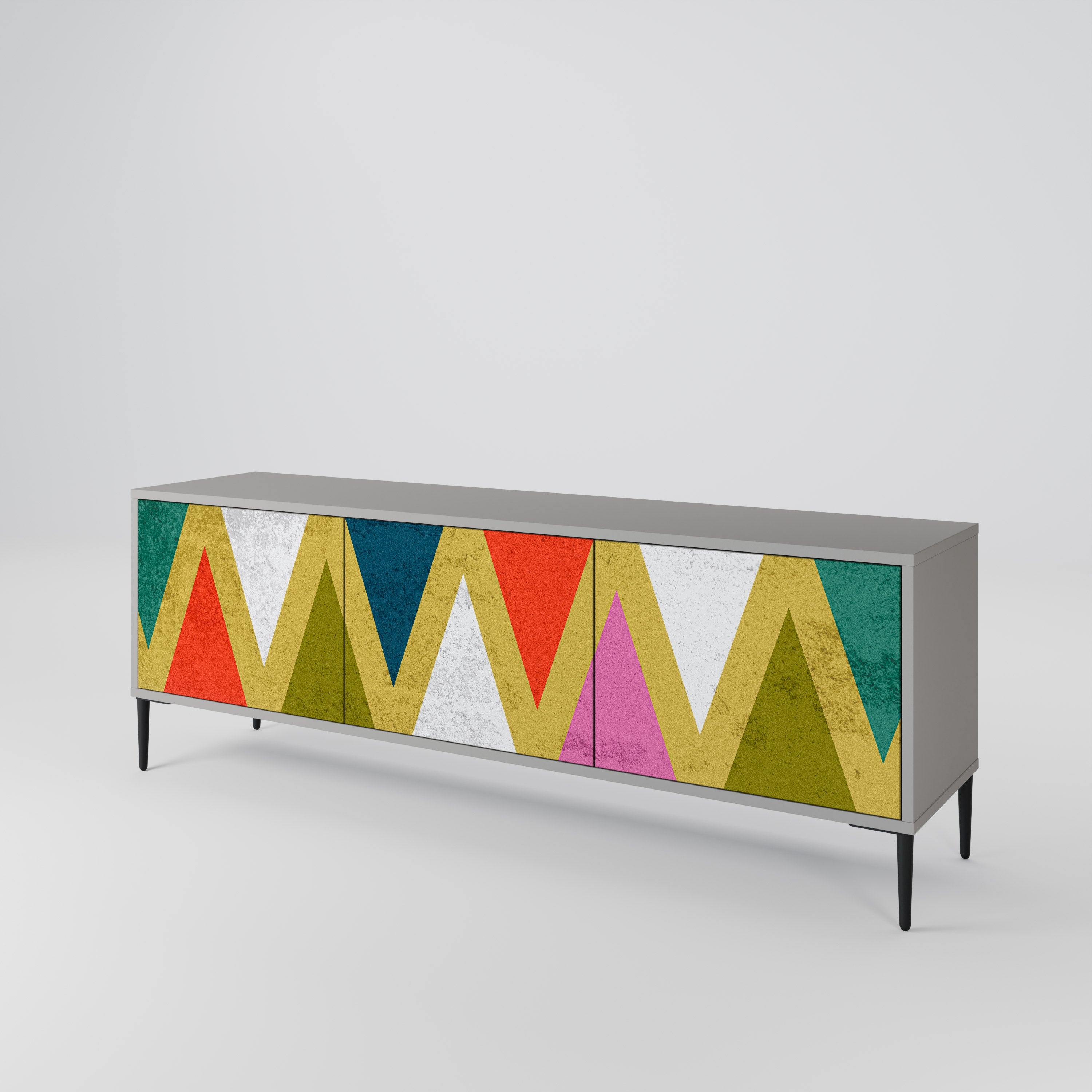 COLORFUL TRIANGLES Třídveřový TV stolek