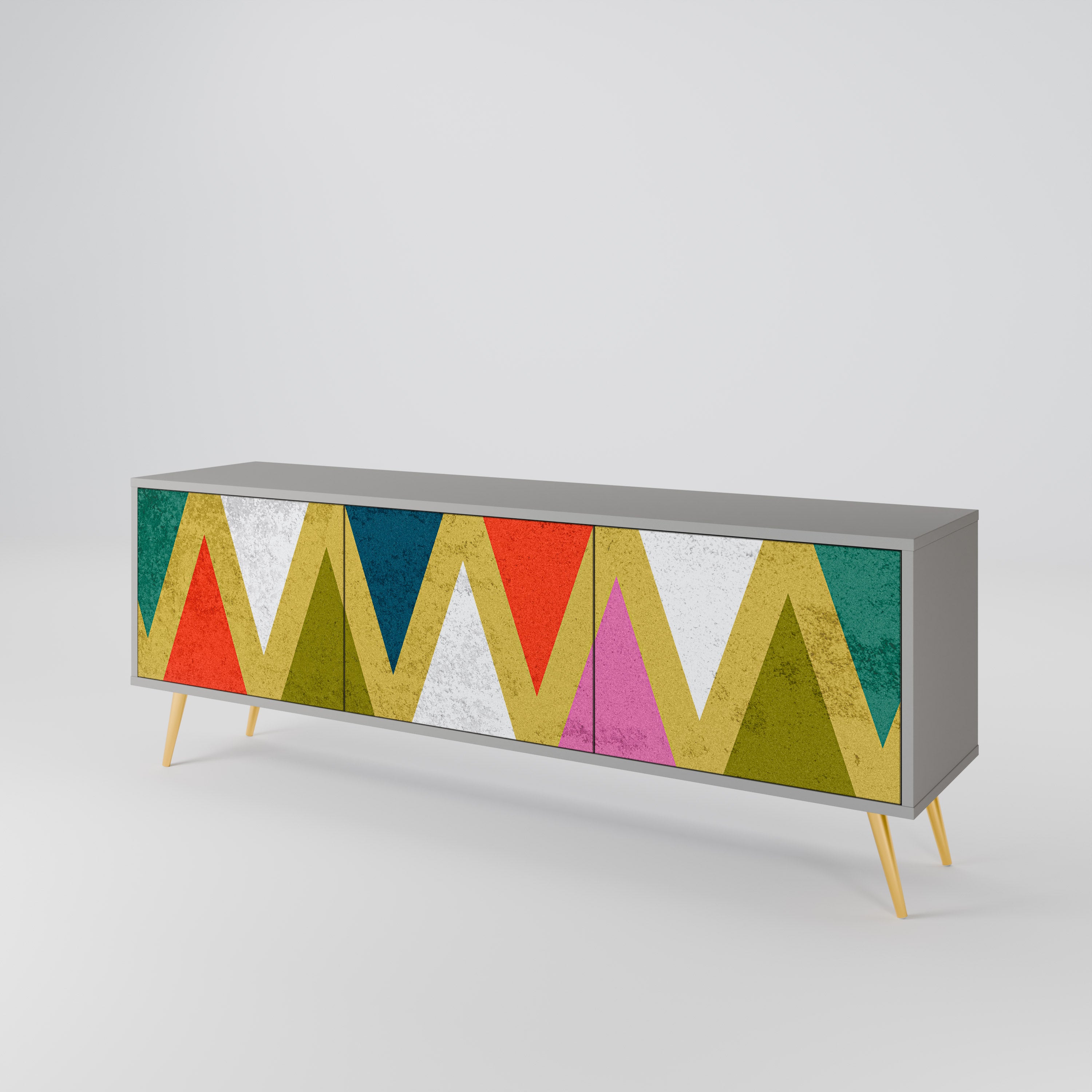 COLORFUL TRIANGLES Třídveřový TV stolek
