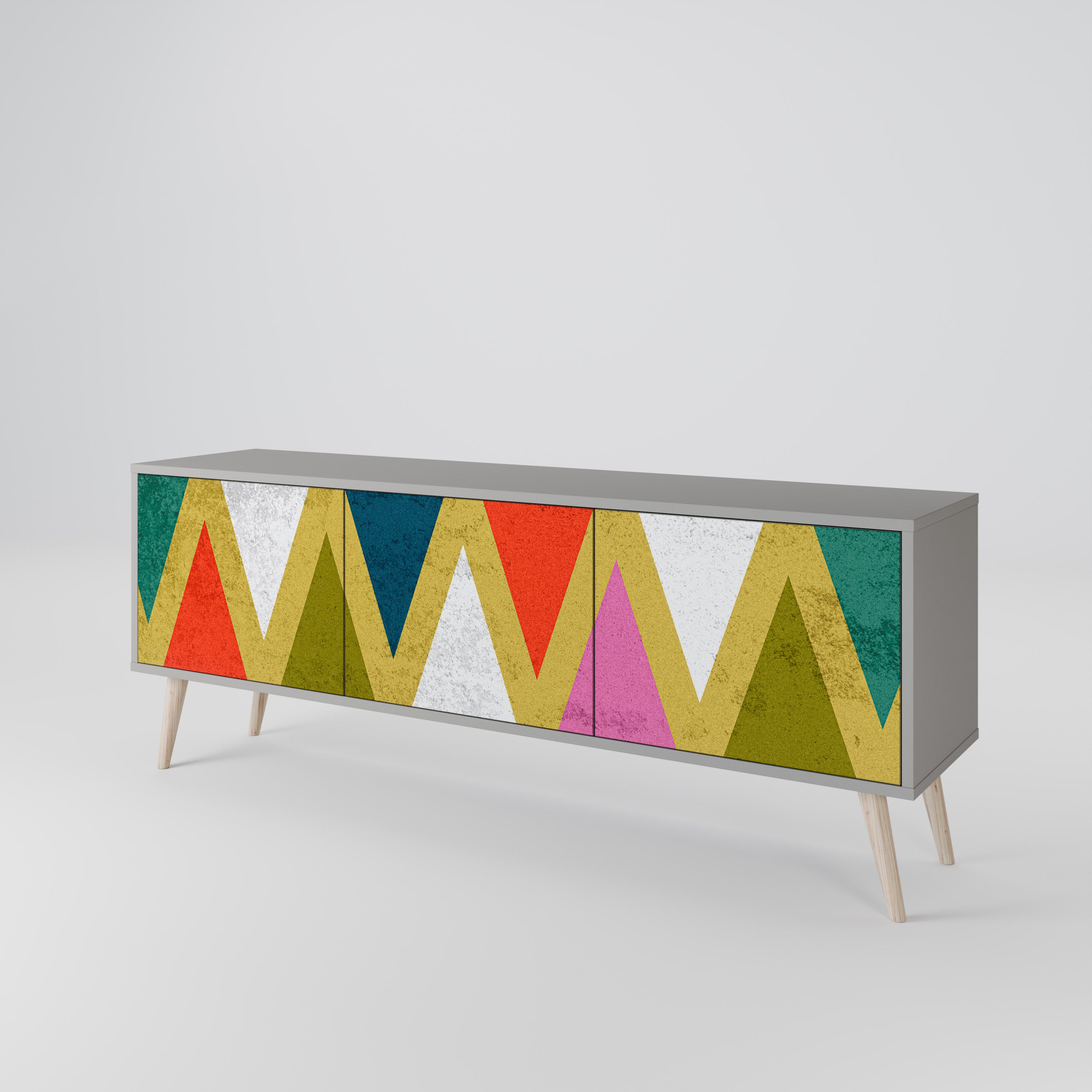 COLORFUL TRIANGLES Třídveřový TV stolek