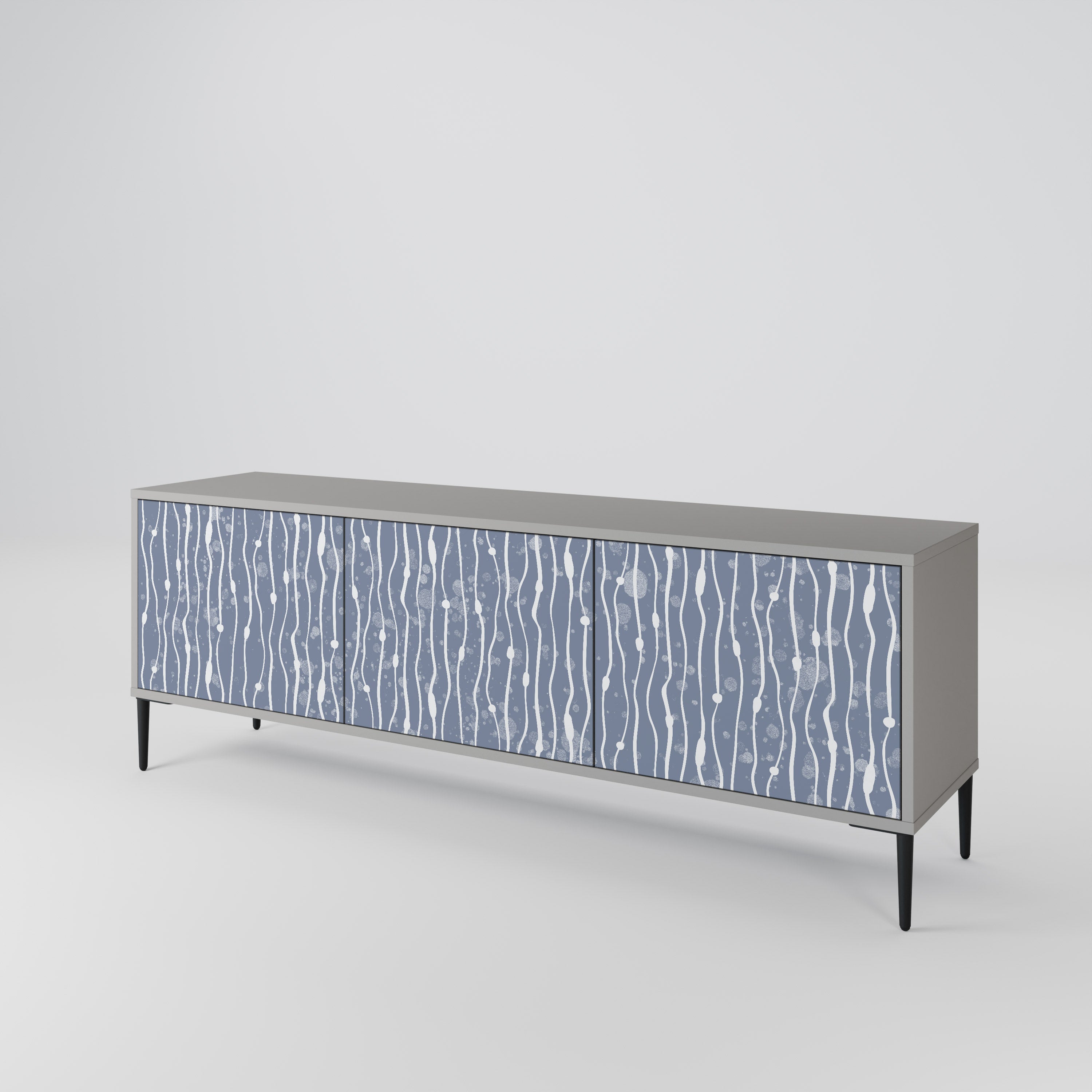 GRAPHITE RAIN Třídveřový TV stolek
