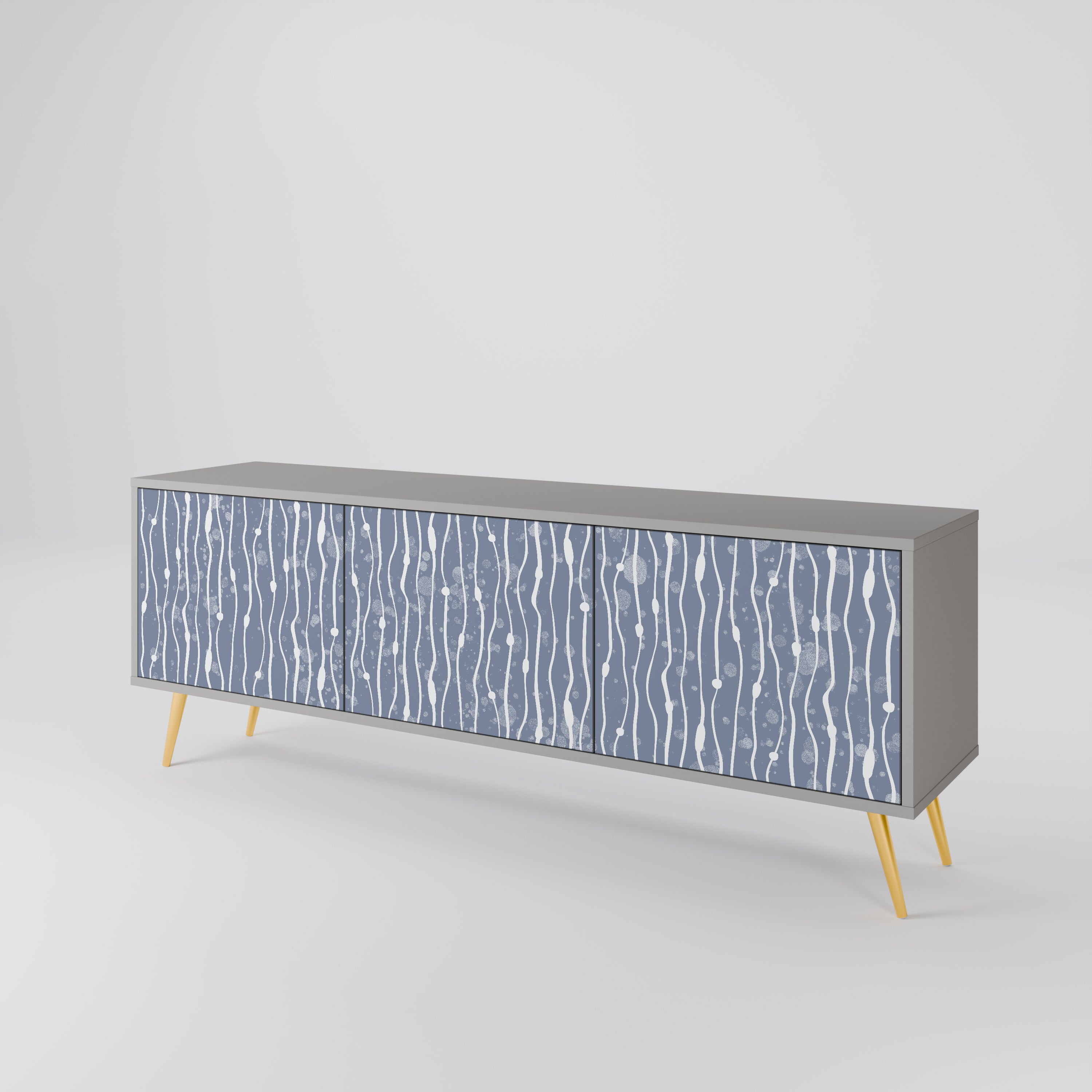 GRAPHITE RAIN Třídveřový TV stolek