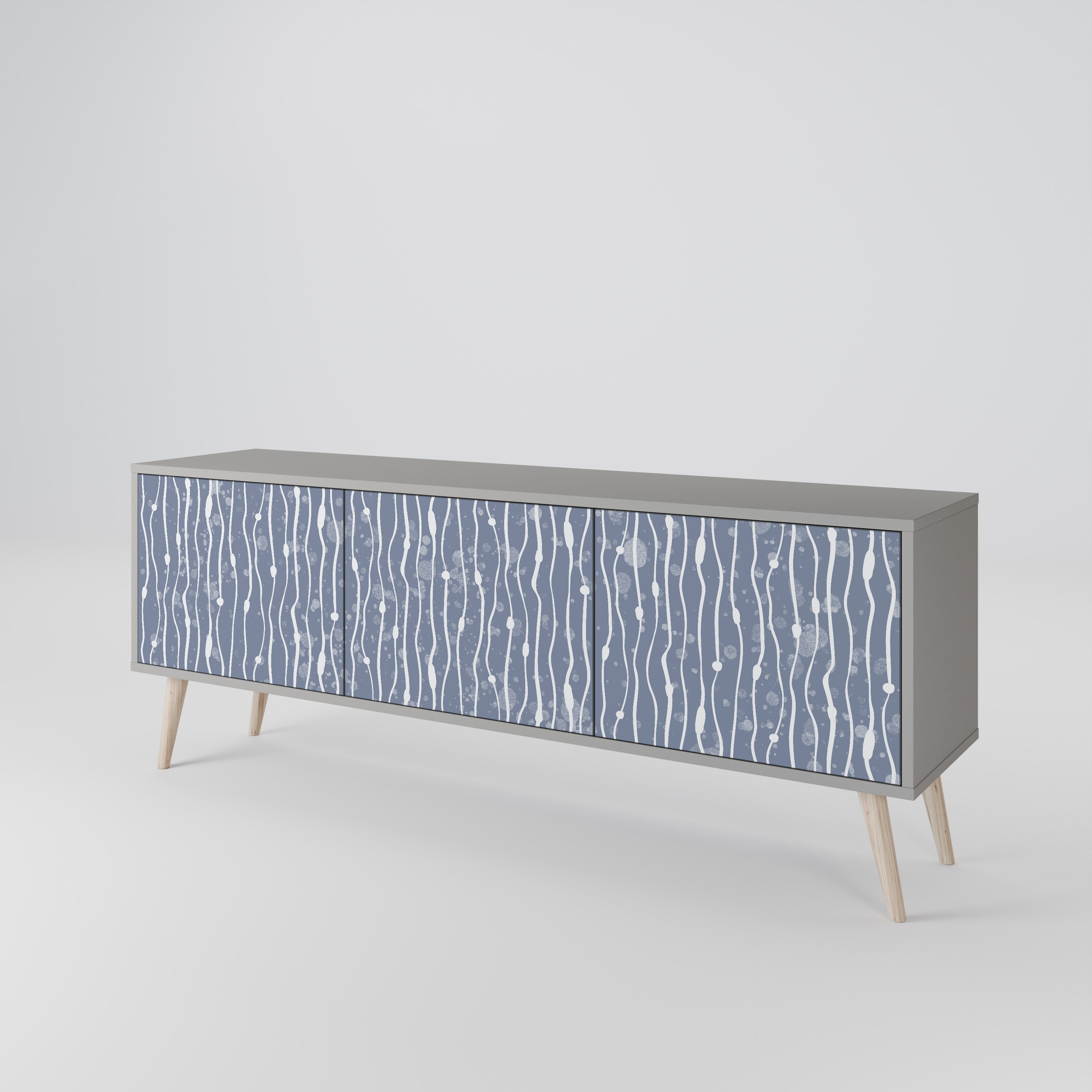 GRAPHITE RAIN Třídveřový TV stolek