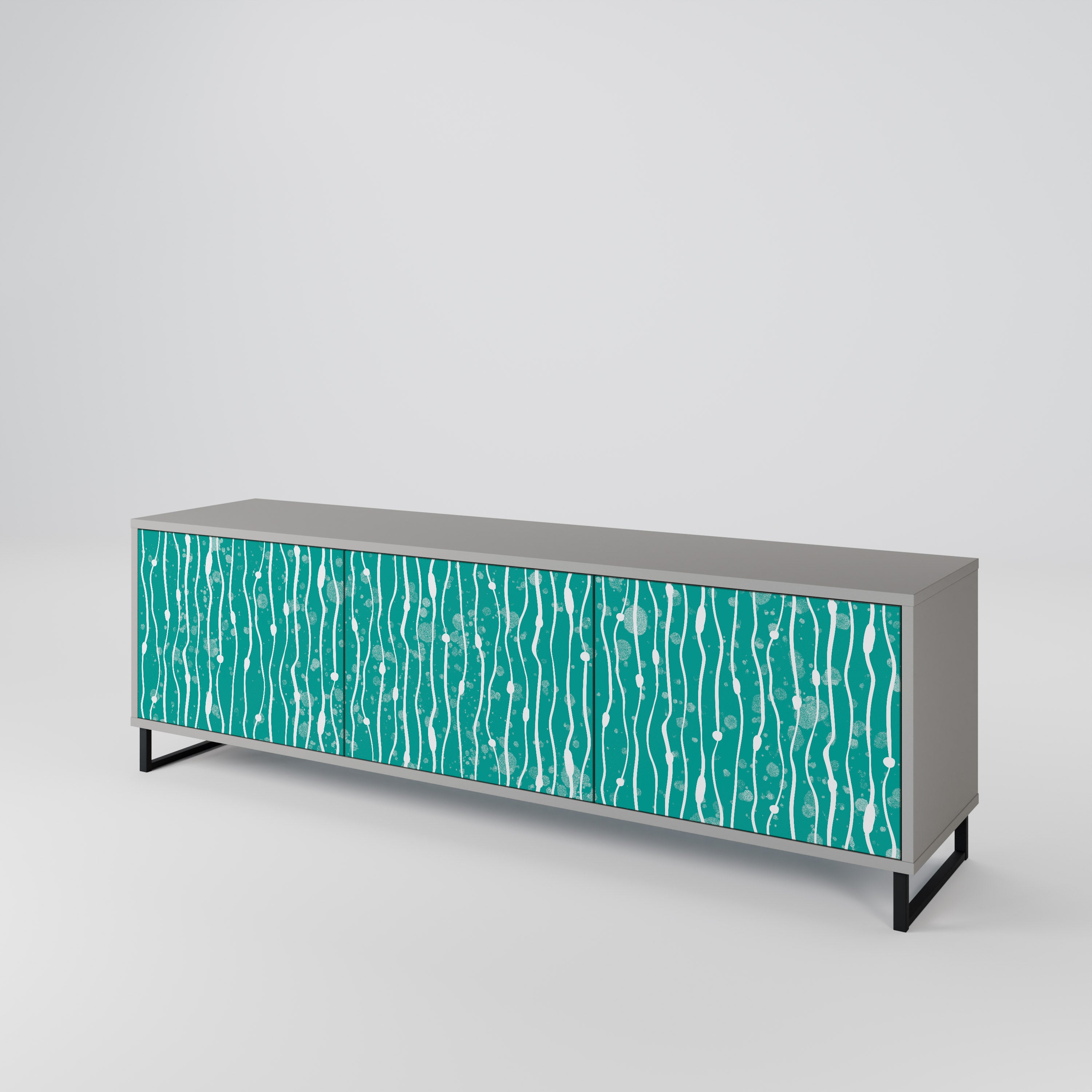 TURQUOISE RAIN Třídveřový TV stolek