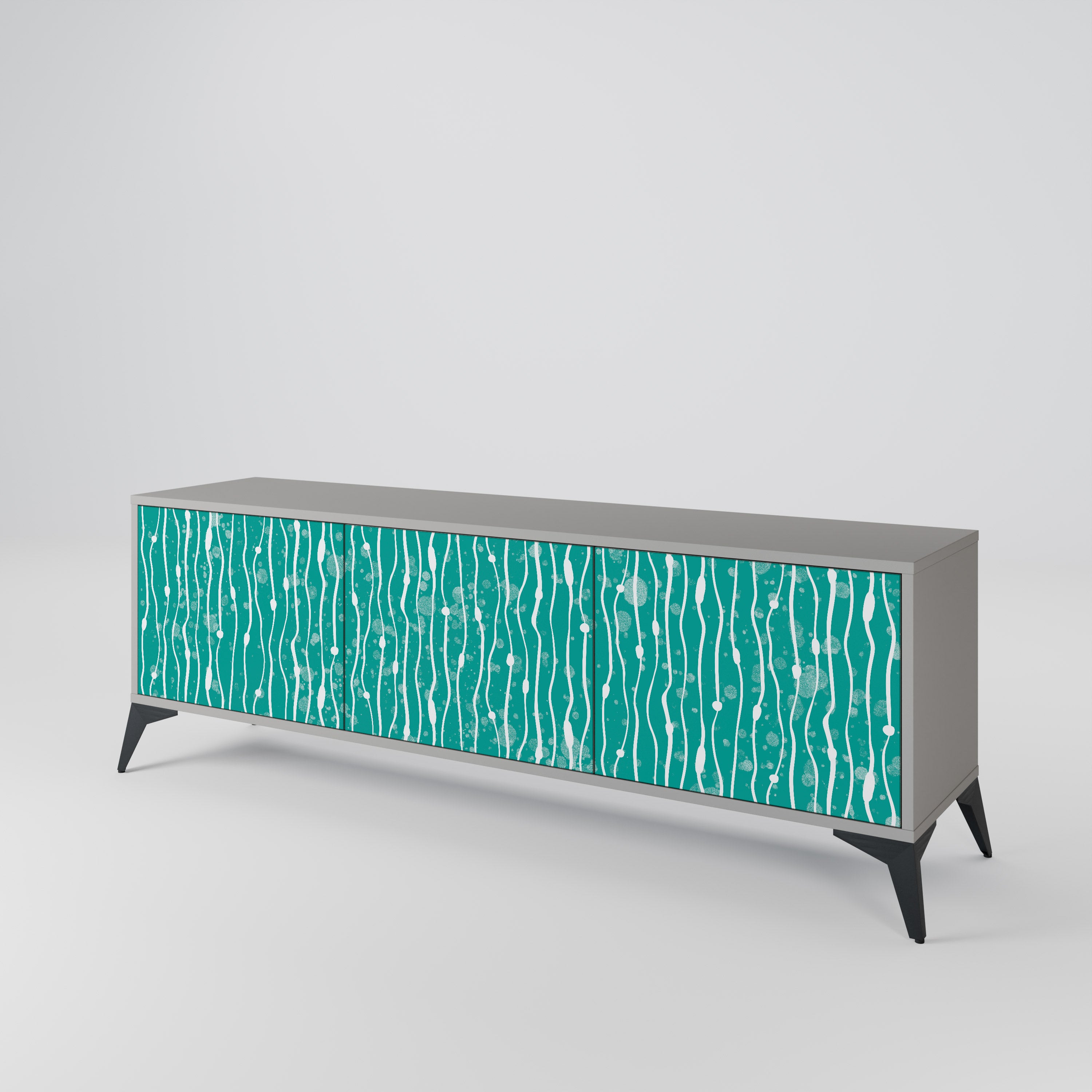 TURQUOISE RAIN Třídveřový TV stolek