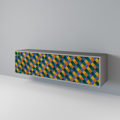 PAINTED SQUARES MIX Třídveřový TV stolek