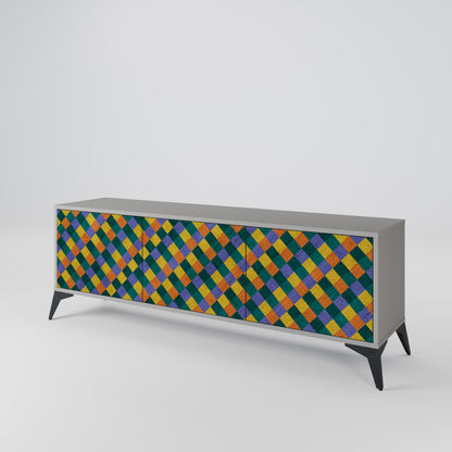 PAINTED SQUARES MIX Třídveřový TV stolek