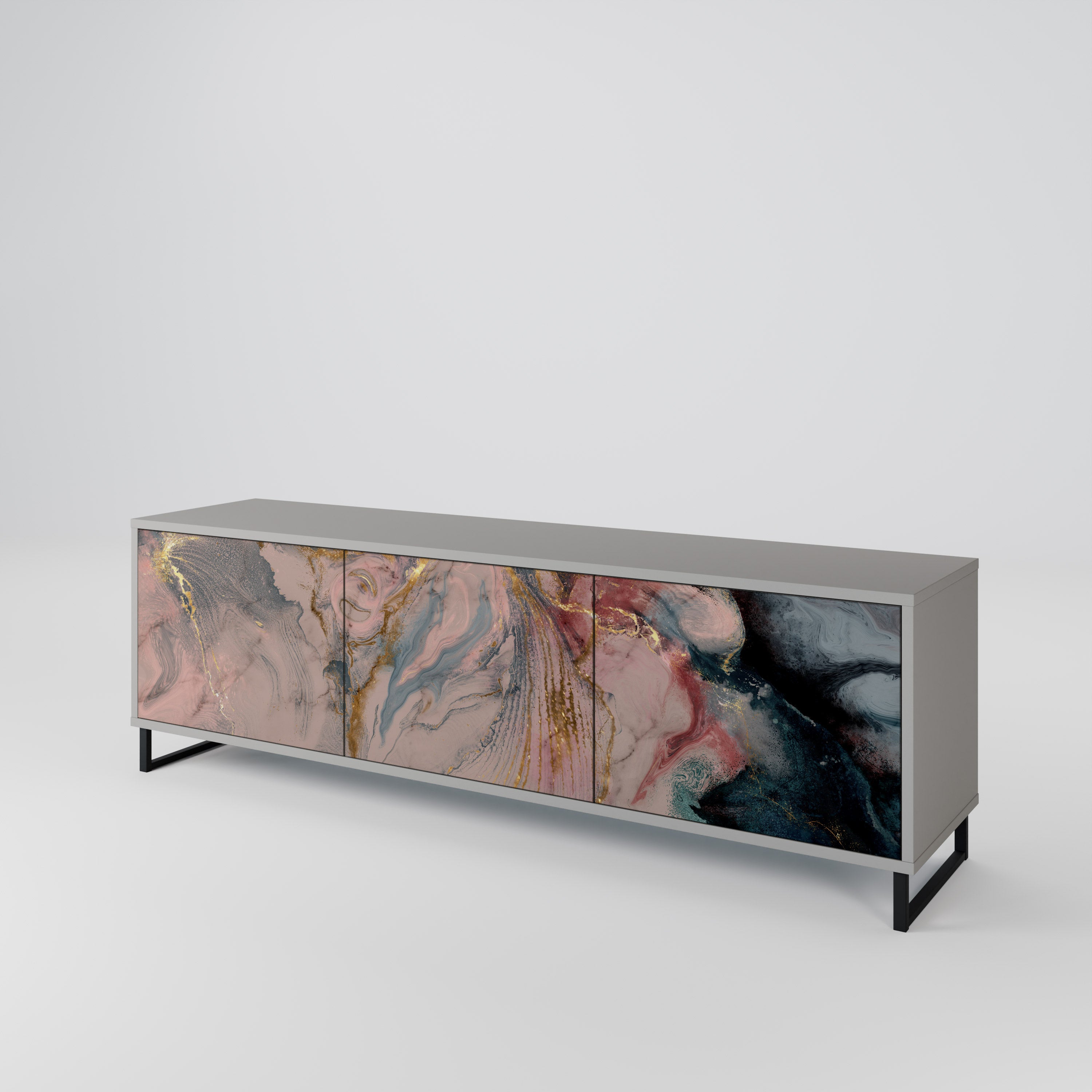 GILDED SWIRLS Třídveřový TV stolek