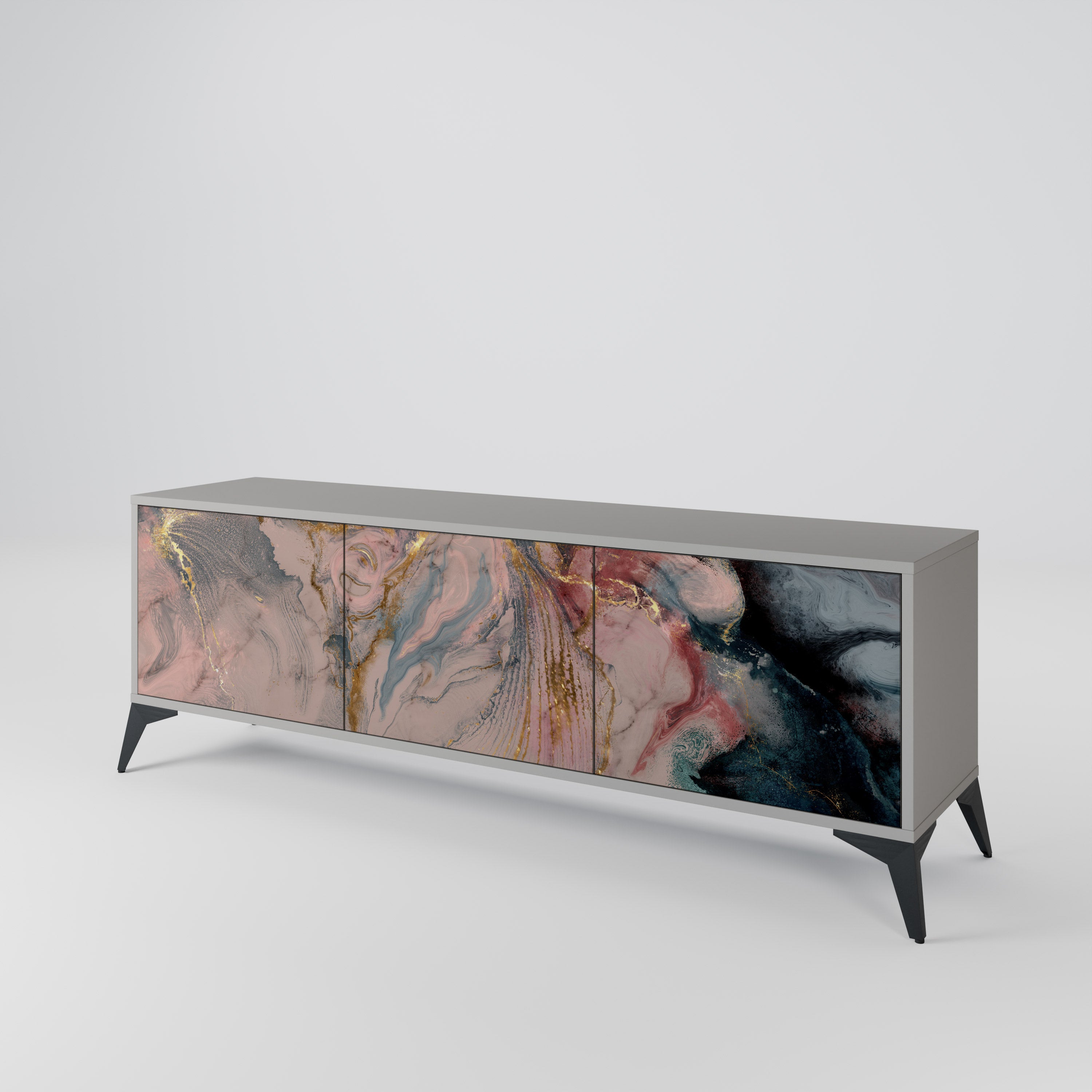 GILDED SWIRLS Třídveřový TV stolek