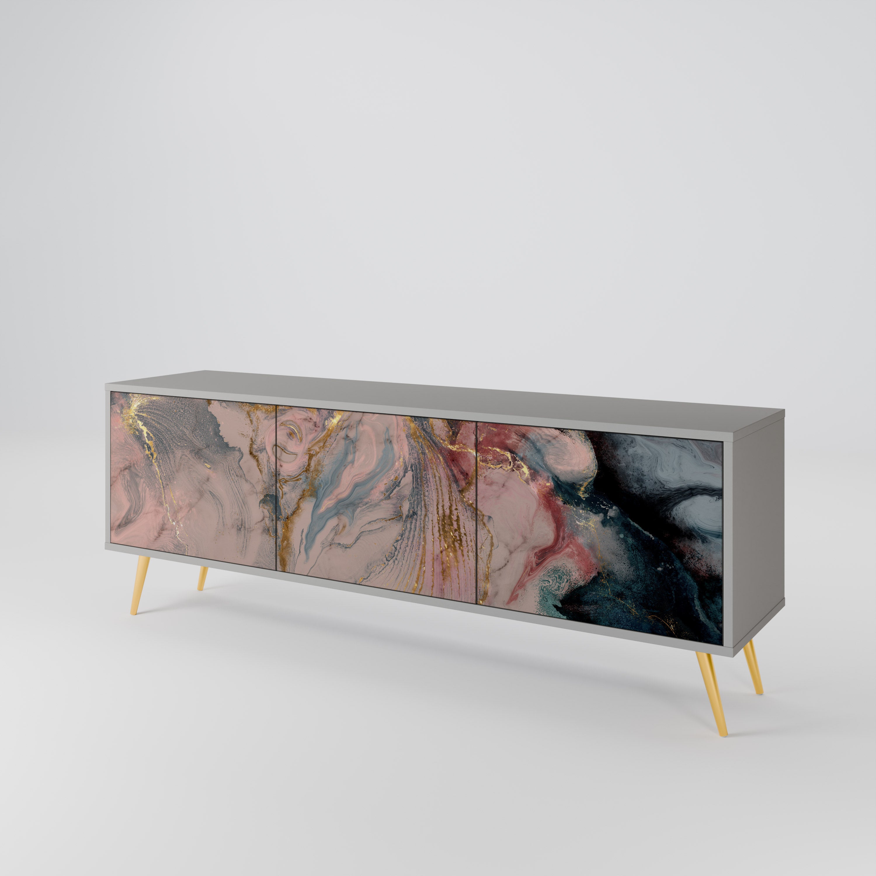 GILDED SWIRLS Třídveřový TV stolek