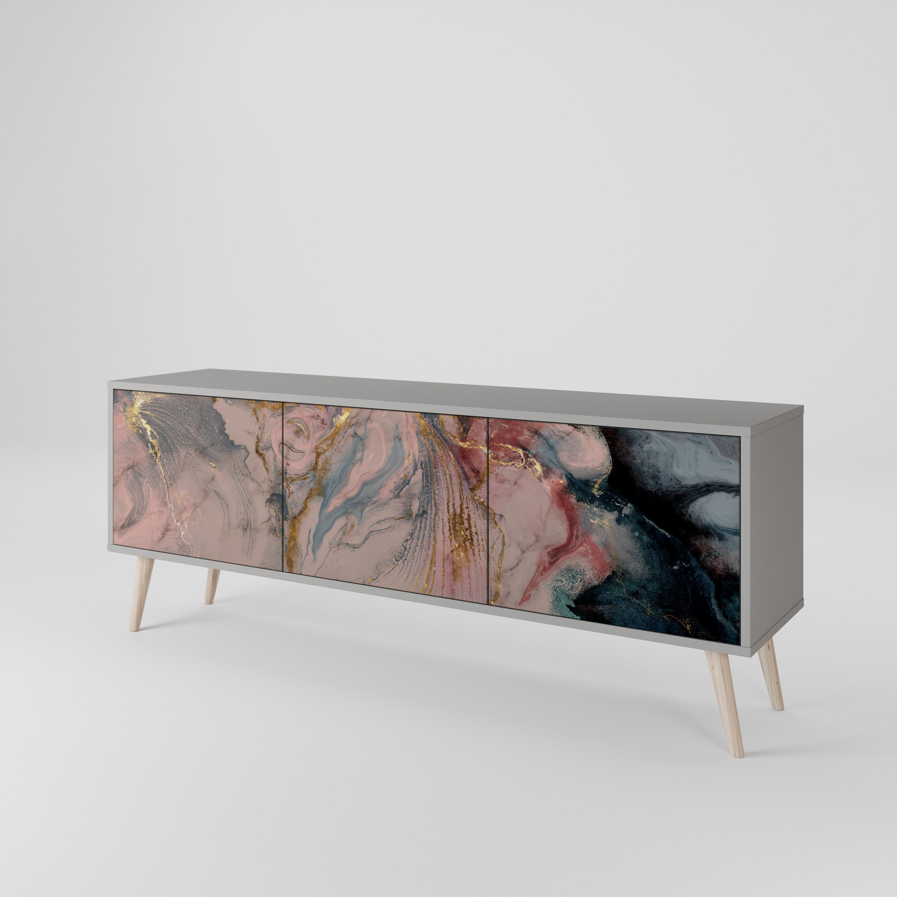 GILDED SWIRLS Třídveřový TV stolek
