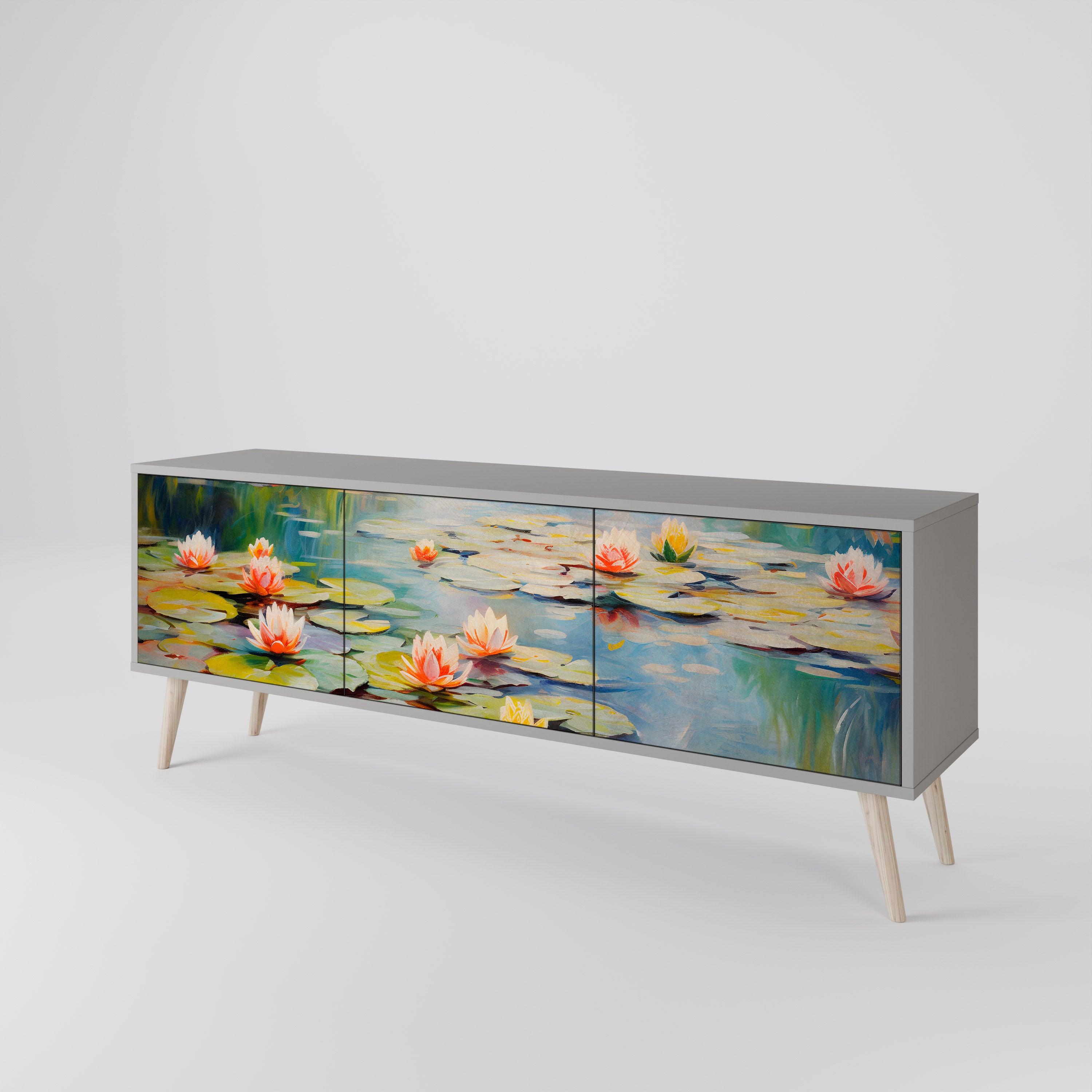 BLOOMING WATERS Třídveřový TV stolek