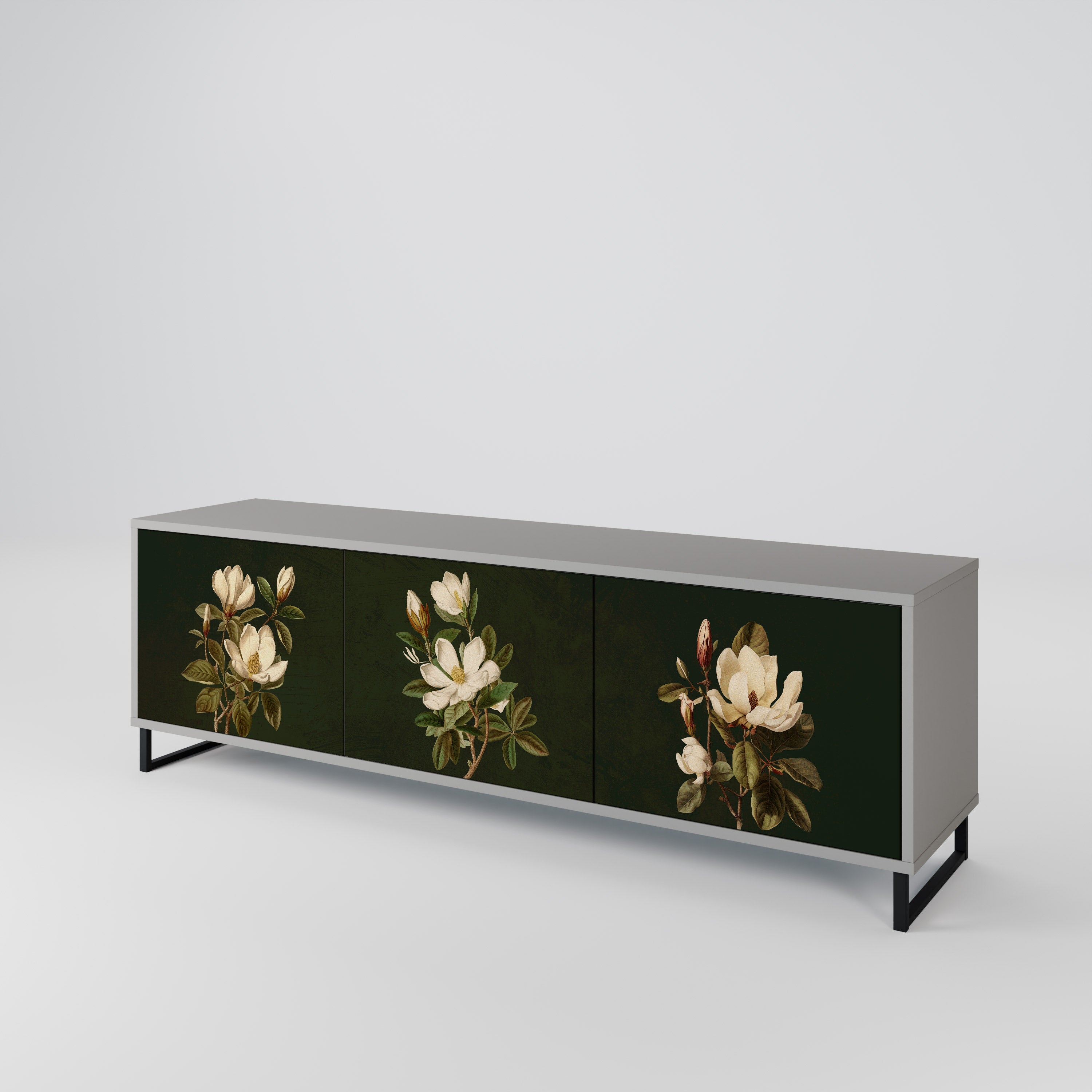 FLORAL NOIR Třídveřový TV stolek