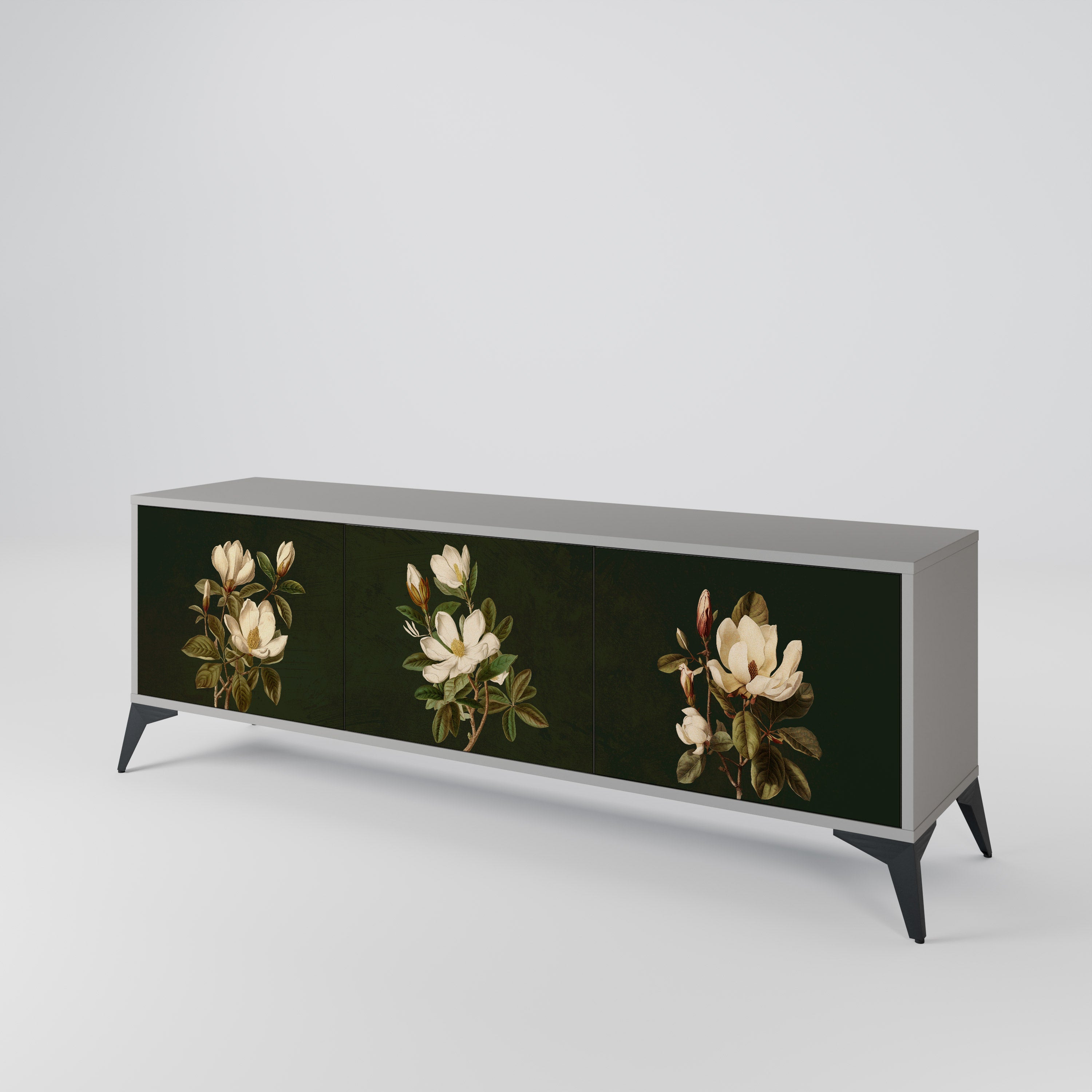 FLORAL NOIR Třídveřový TV stolek
