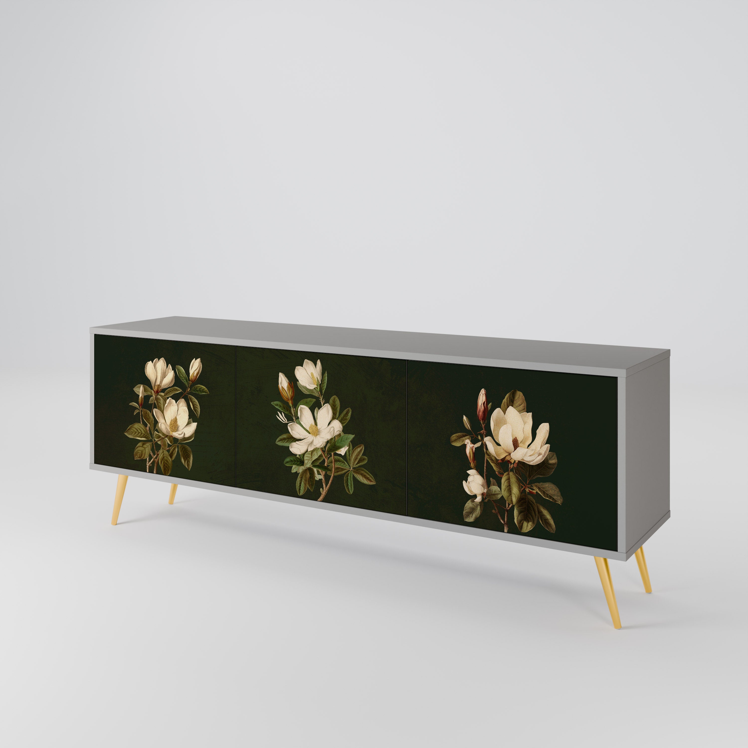 FLORAL NOIR Třídveřový TV stolek
