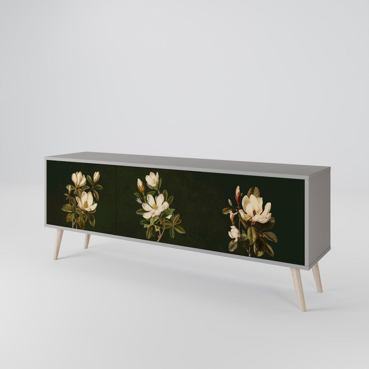 FLORAL NOIR Třídveřový TV stolek