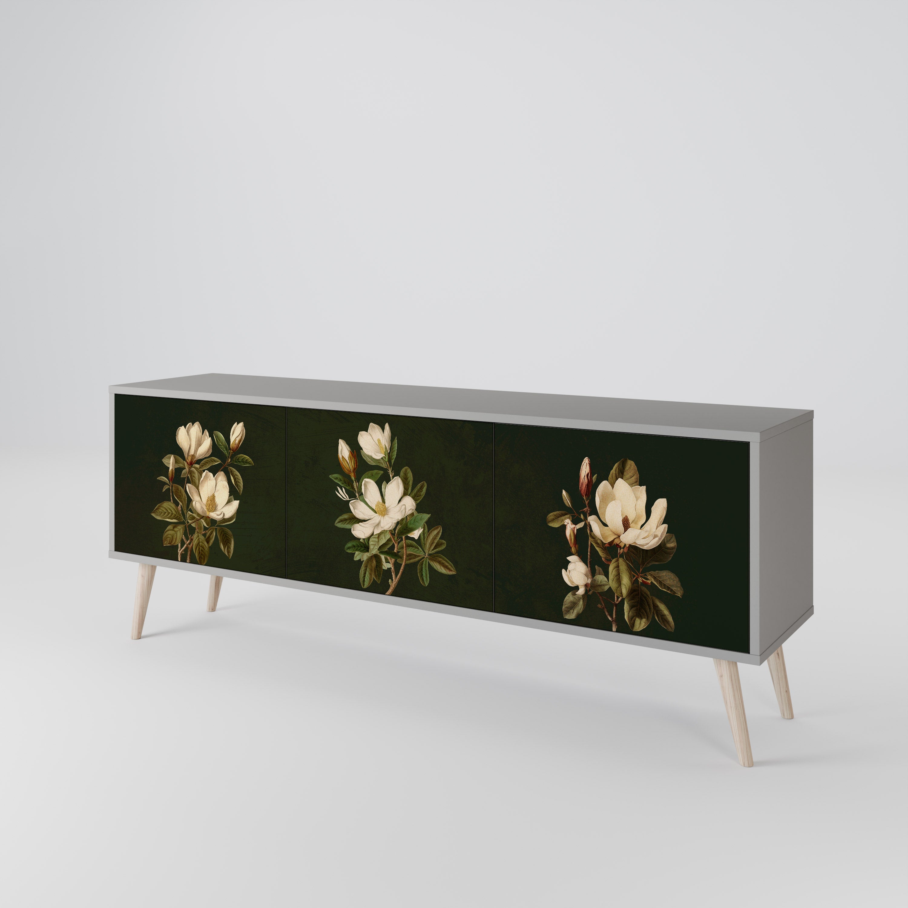FLORAL NOIR Třídveřový TV stolek