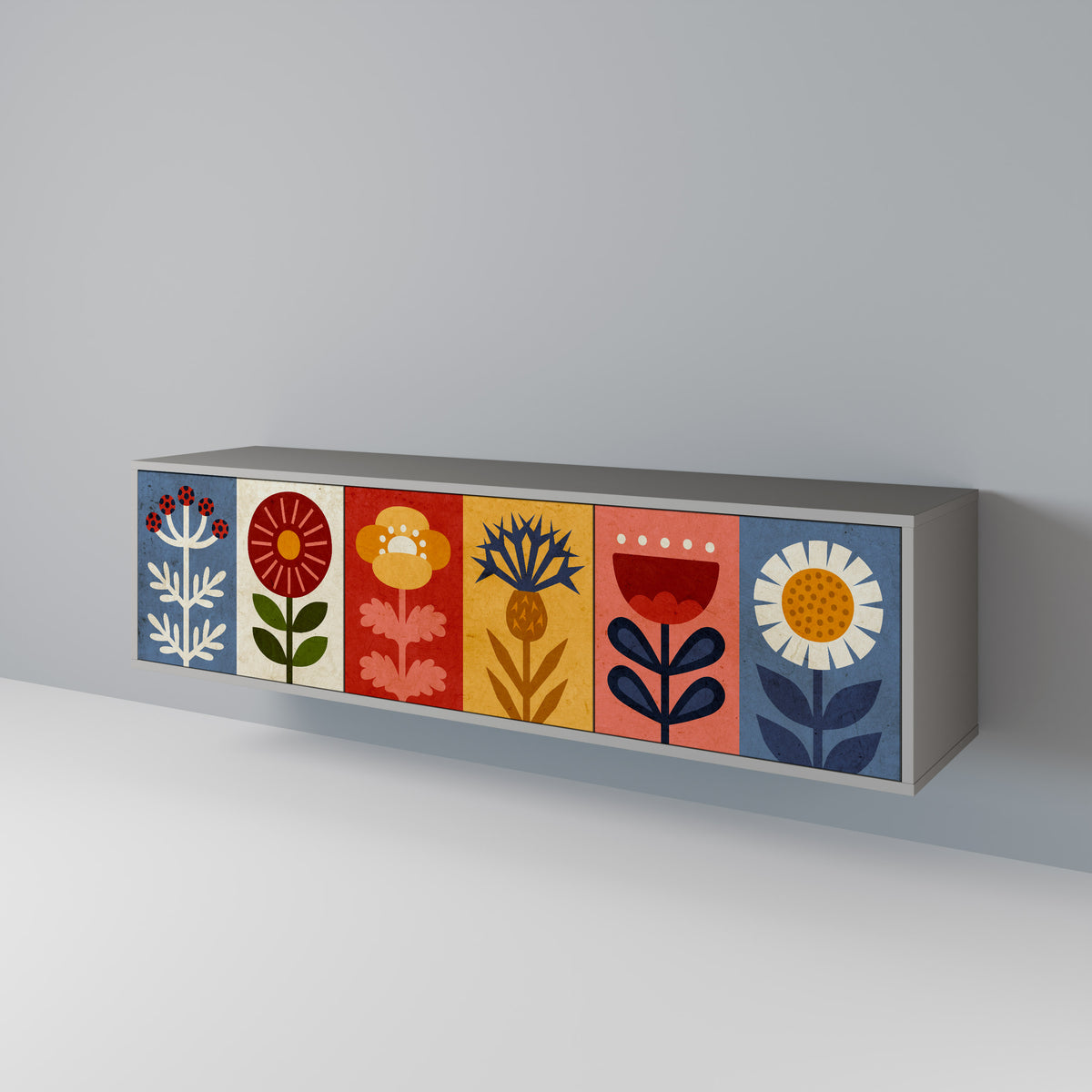 SCANDIC FLOWERET Třídveřový TV stolek