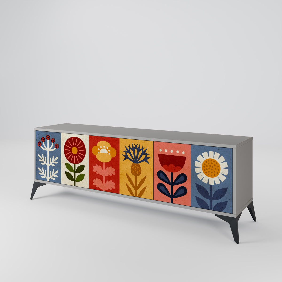 SCANDIC FLOWERET Třídveřový TV stolek