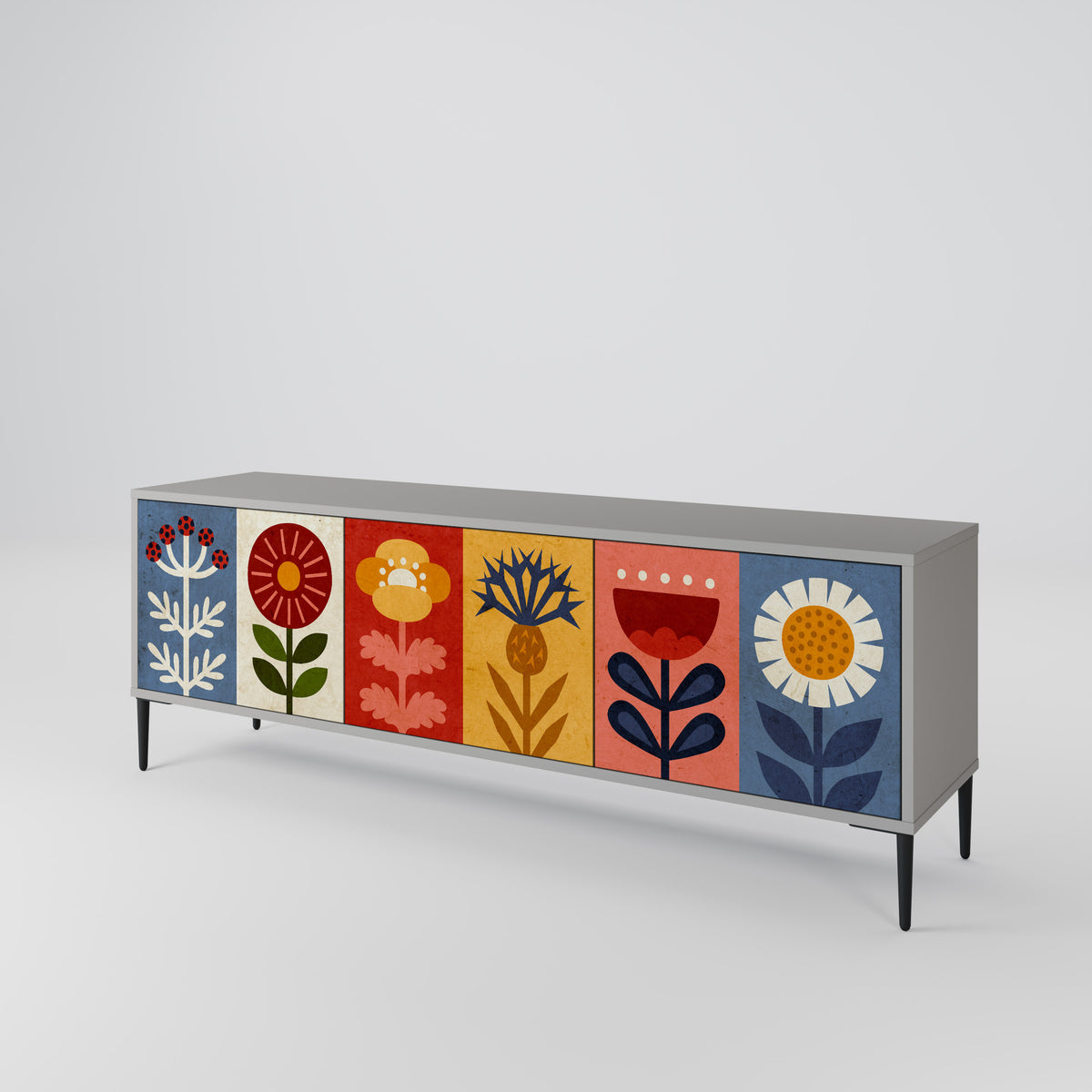 SCANDIC FLOWERET Třídveřový TV stolek