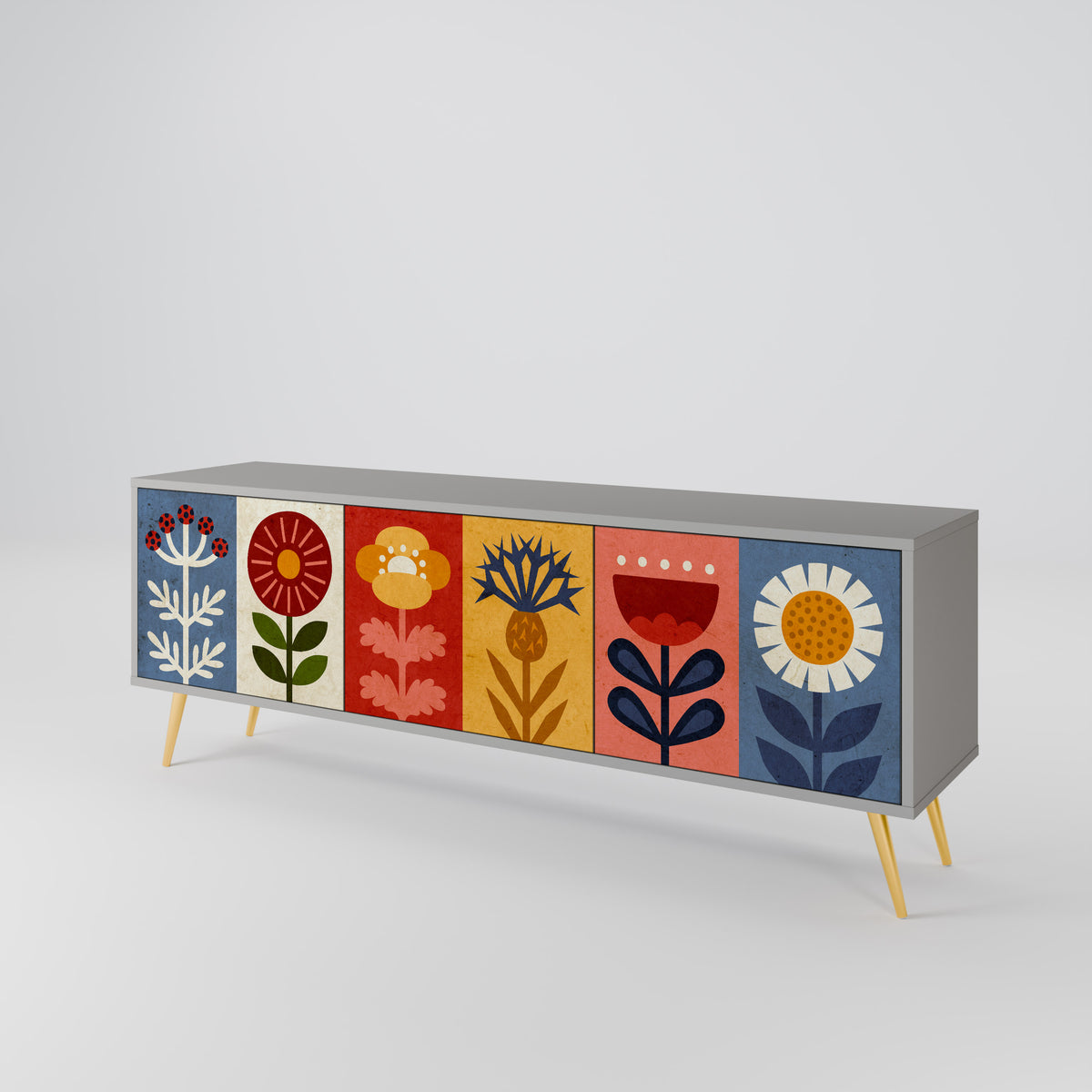 SCANDIC FLOWERET Třídveřový TV stolek