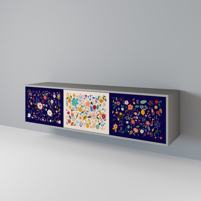 FLORAL COMBINATION Třídveřový TV stolek